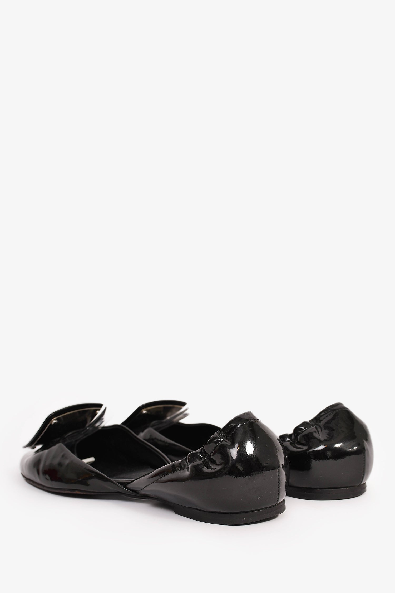 Roger Vivier Black Patent 'Chips' Flats Size 38.5