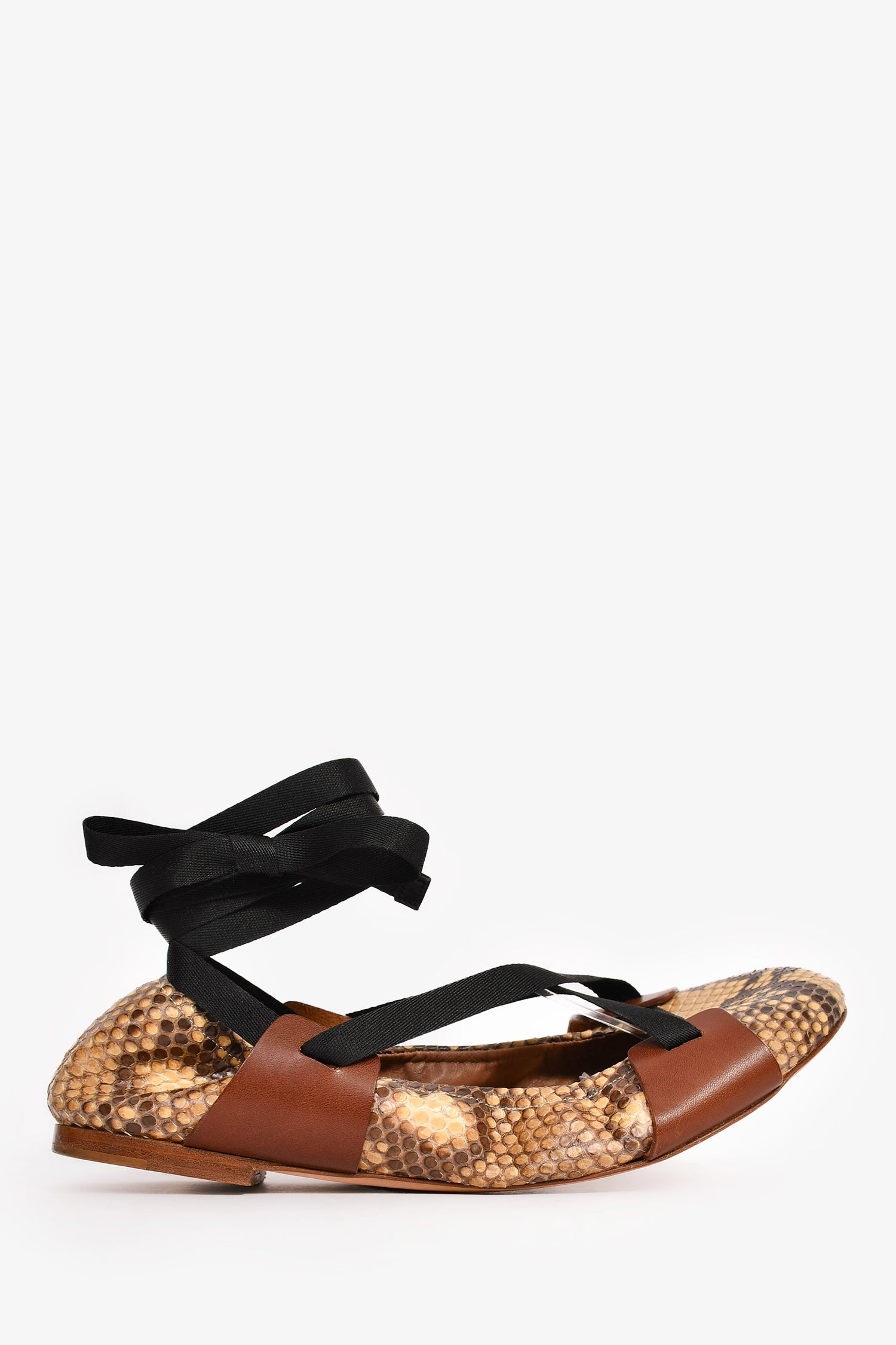 Marni Snakeskin Lace-Up Ballet Flats Size 39
