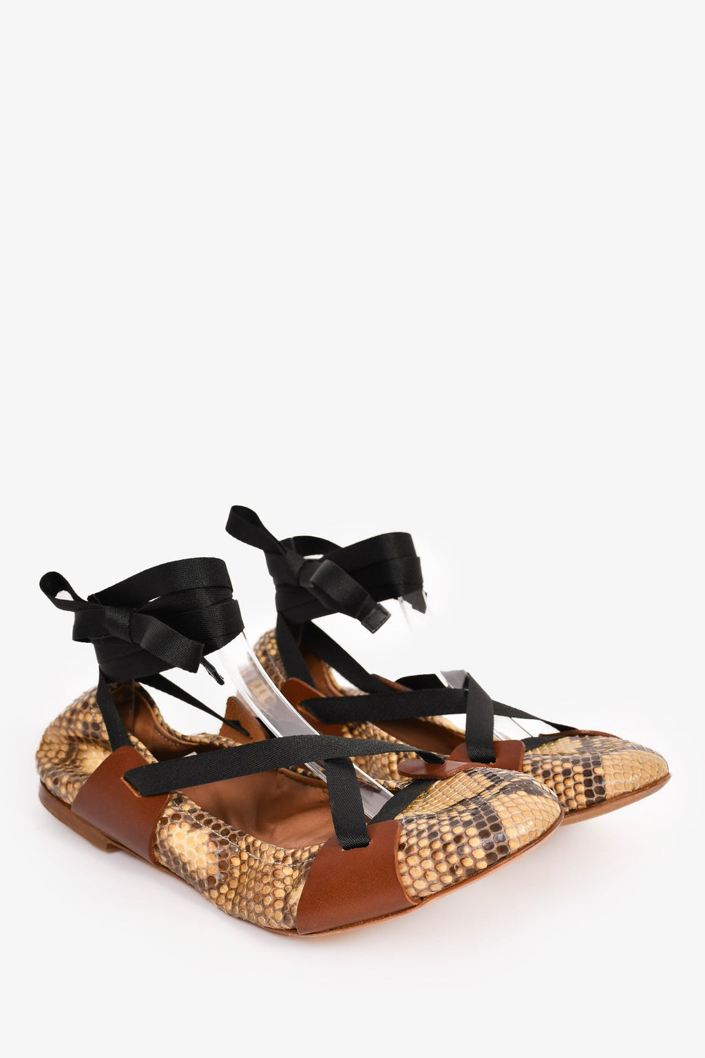 Marni Snakeskin Lace-Up Ballet Flats Size 39