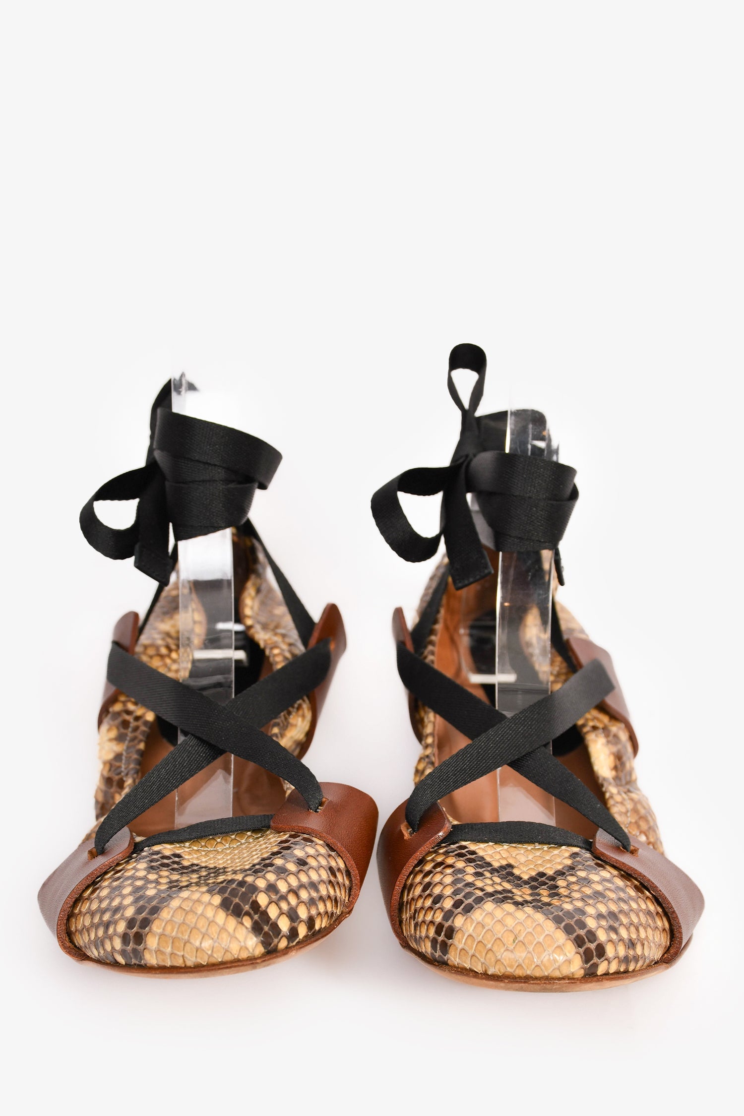 Marni Snakeskin Lace-Up Ballet Flats Size 39