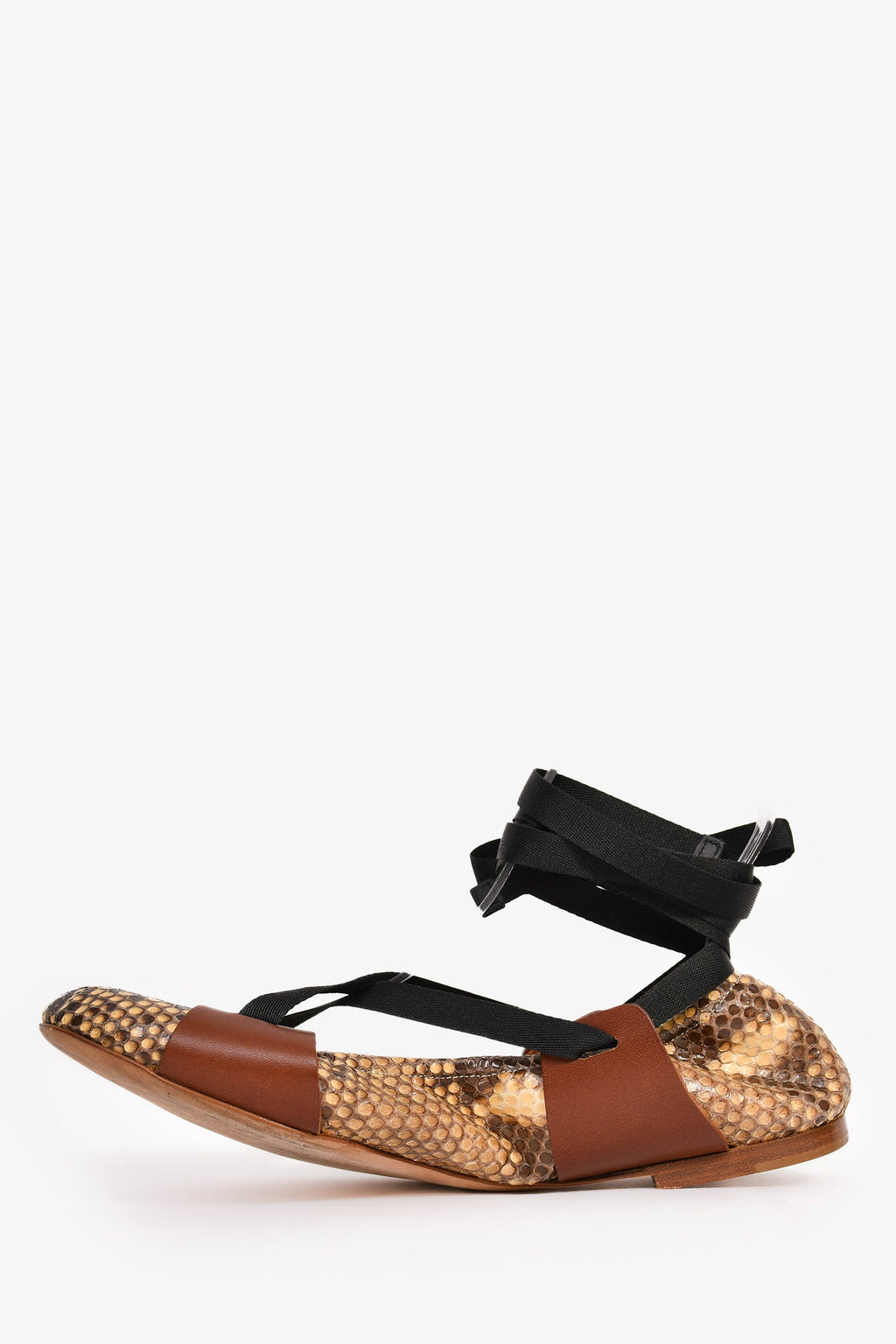 Marni Snakeskin Lace-Up Ballet Flats Size 39