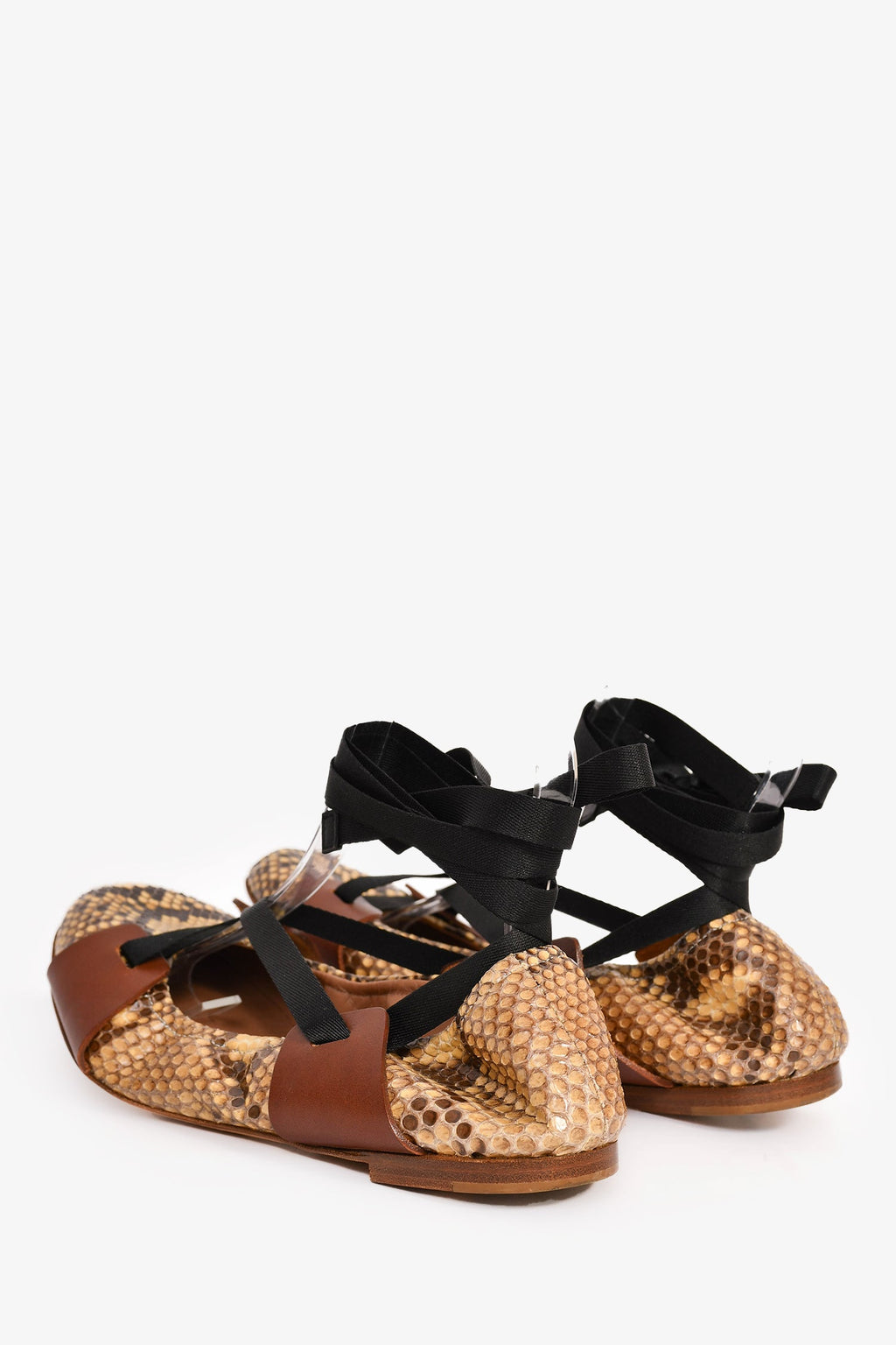 Marni Snakeskin Lace-Up Ballet Flats Size 39
