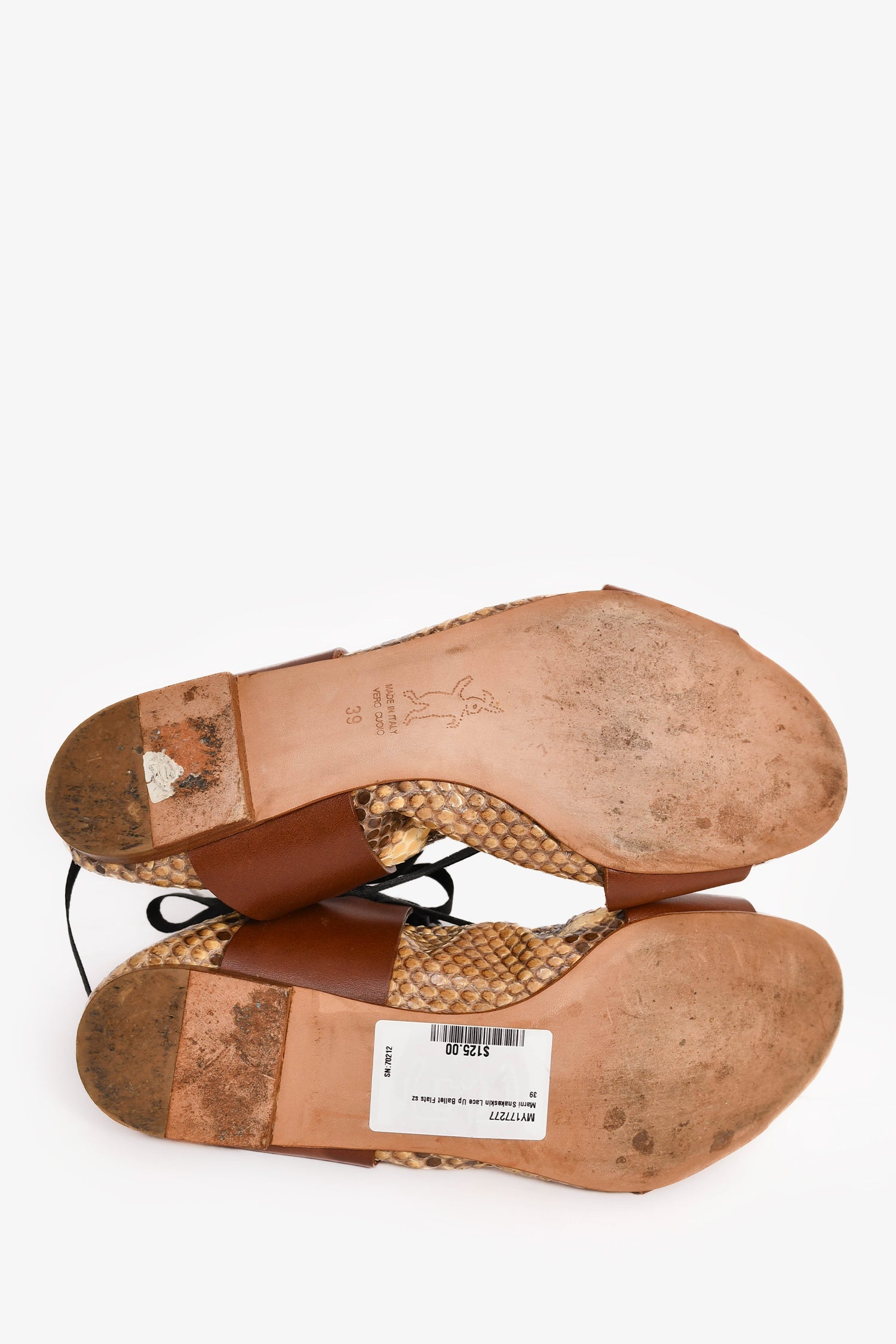 Marni Snakeskin Lace-Up Ballet Flats Size 39