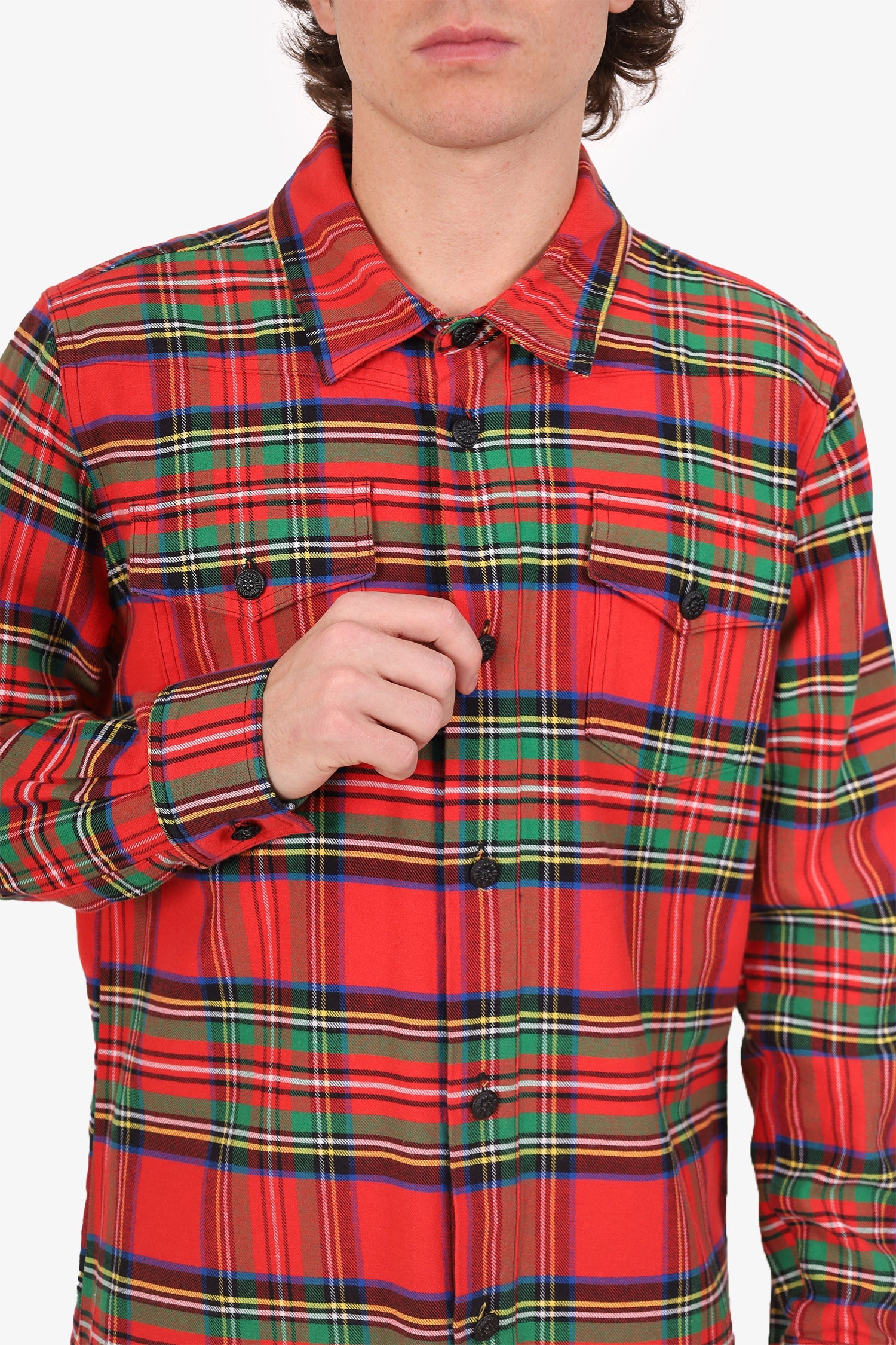 Off-White Red Check Diagonal Spray Flannel Shirt Size M Mens