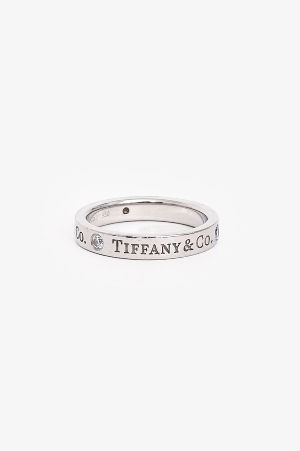Tiffany & Co. Platinum 3 Diamond Signed Band Ring