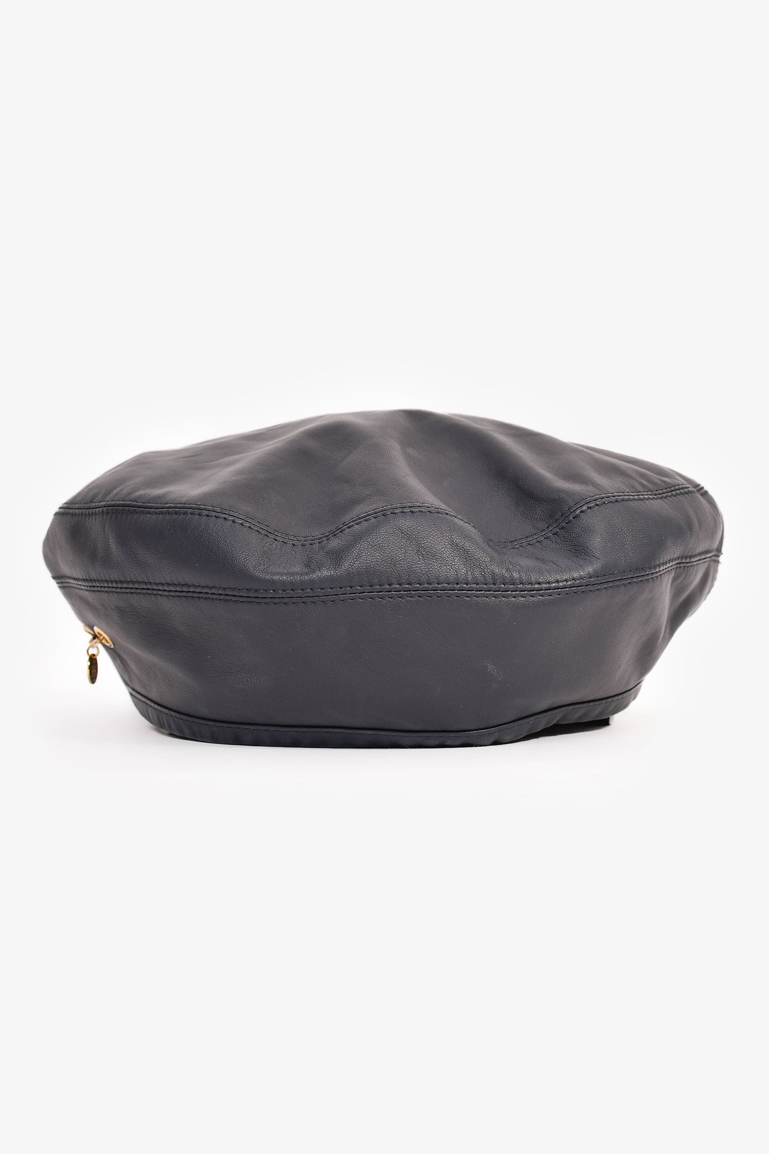 Hermès Navy Leather Beret Size 58