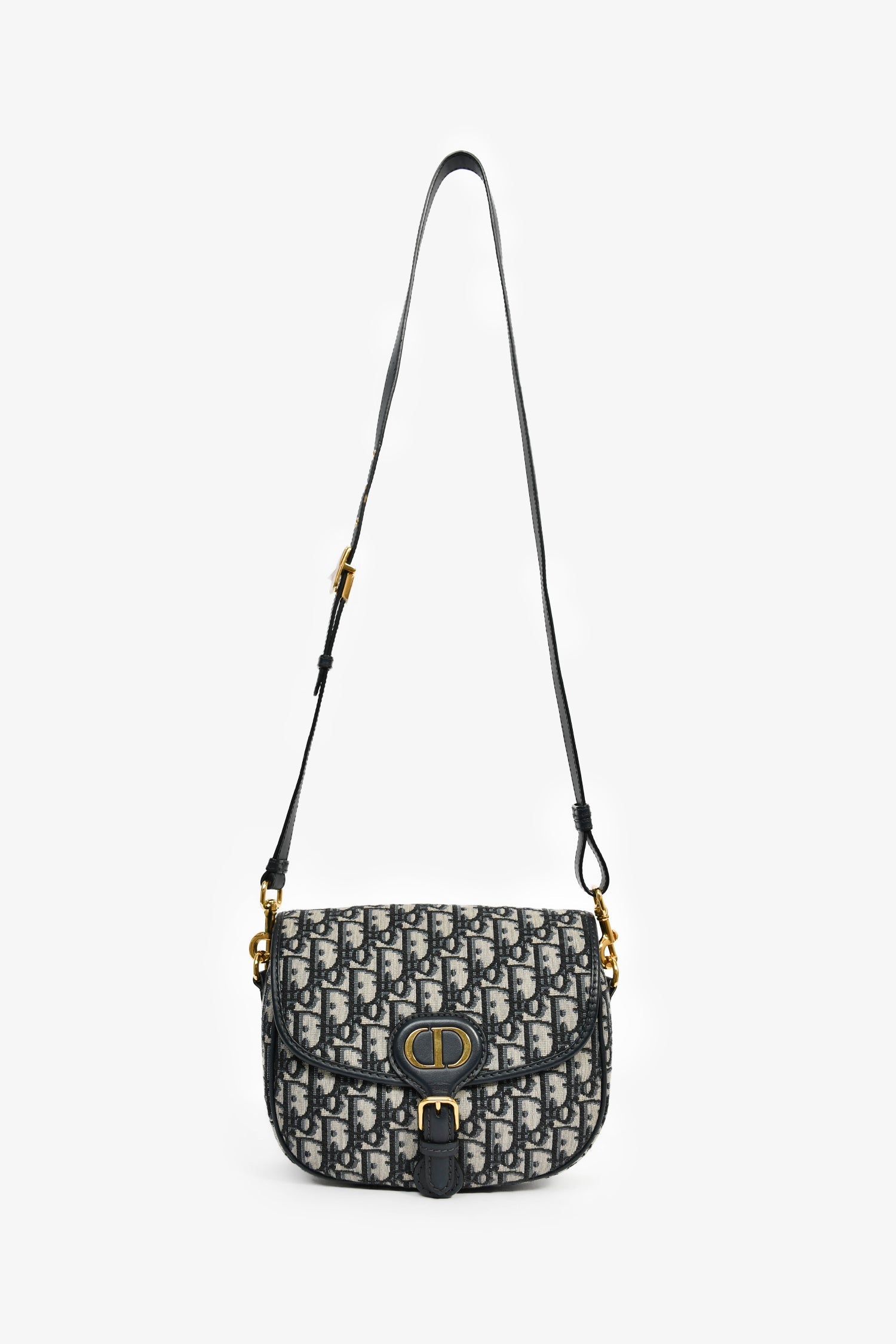 Christian Dior Navy Blue Oblique Jacquard Medium 'Bobby' Crossbody Bag