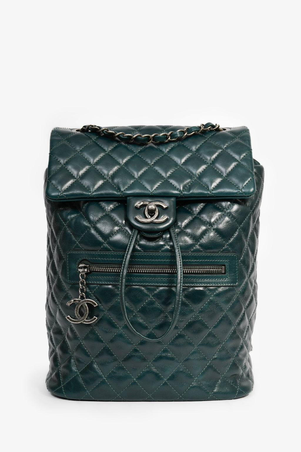 Pre-Loved Chanel™ 2015-16 Green Glazed Calfskin Quilted Small Salzburg Mountain Backpack