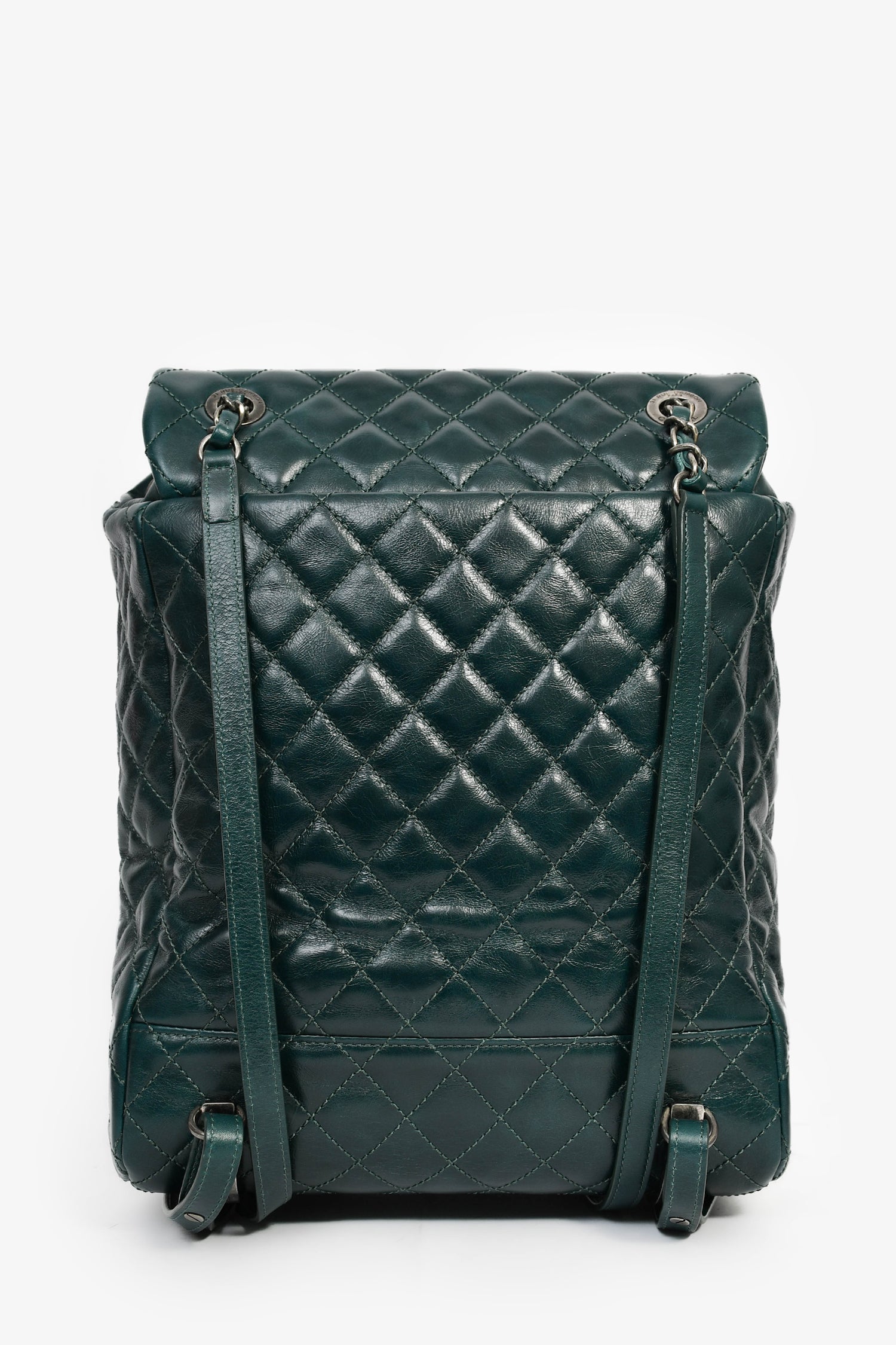 Pre-Loved Chanel™ 2015-16 Green Glazed Calfskin Quilted Small Salzburg Mountain Backpack