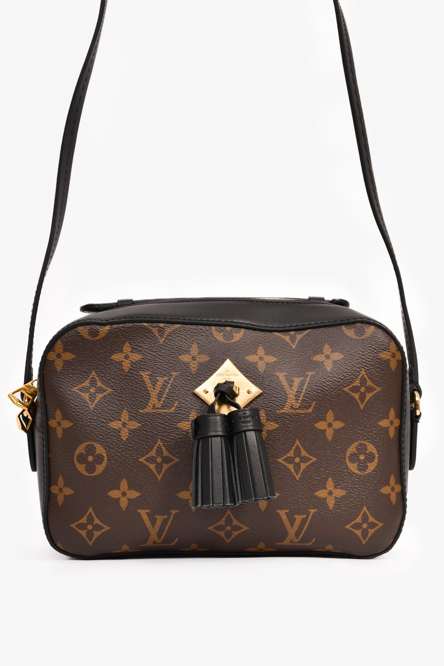 Louis Vuitton Monogram Leather Trimmed Tassel 'Saintonge' Camera Crossbody Bag