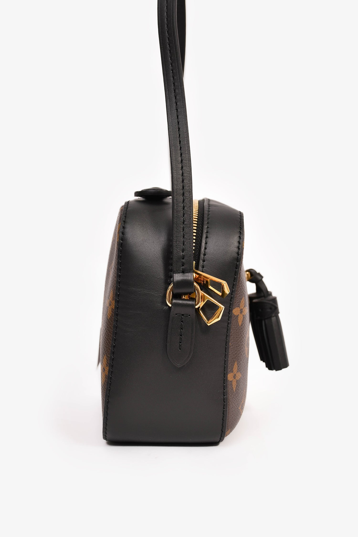 Louis Vuitton Monogram Leather Trimmed Tassel 'Saintonge' Camera Crossbody Bag