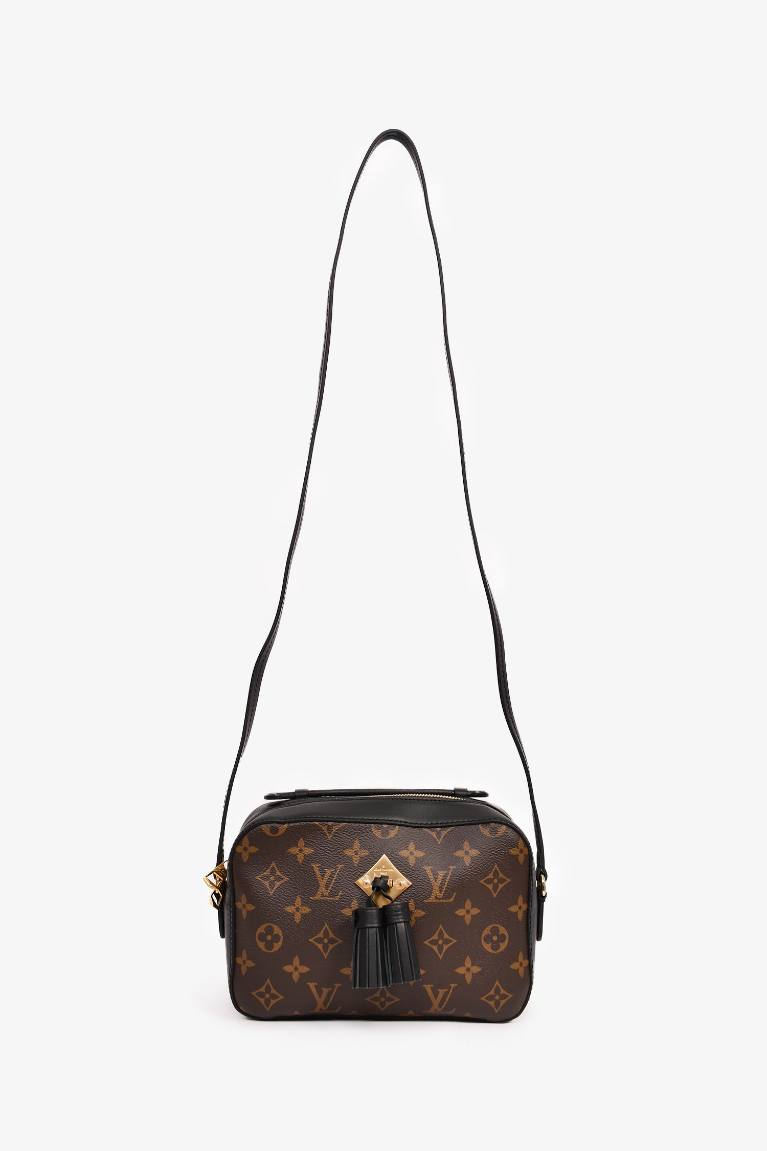 Louis Vuitton Monogram Leather Trimmed Tassel 'Saintonge' Camera Crossbody Bag