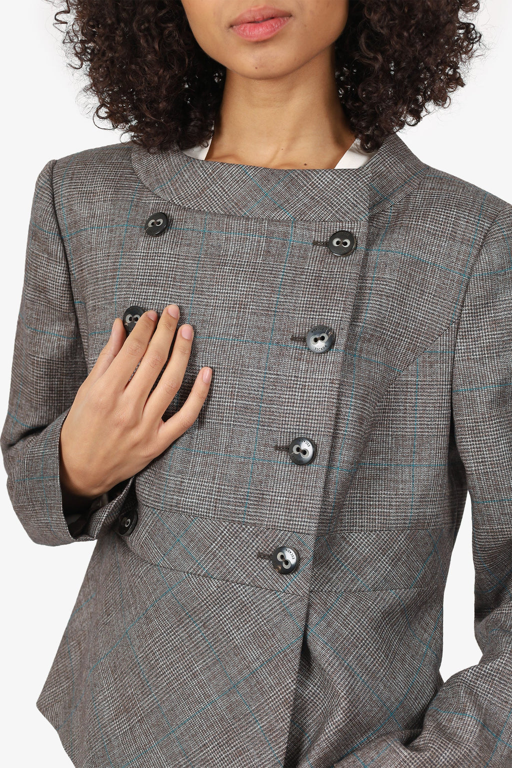 Escada Brown Wool Double Breasted Blazer Size 42