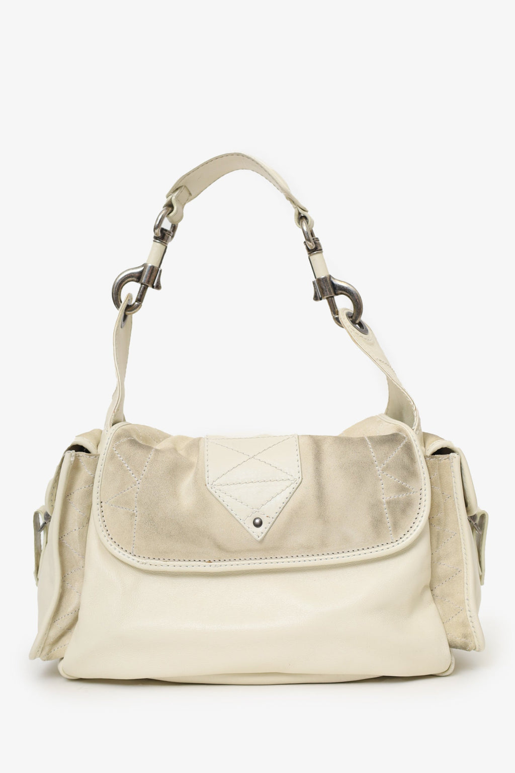 Christian Dior 2006 White Calfskin/Suede Rebelle Shoulder Bag