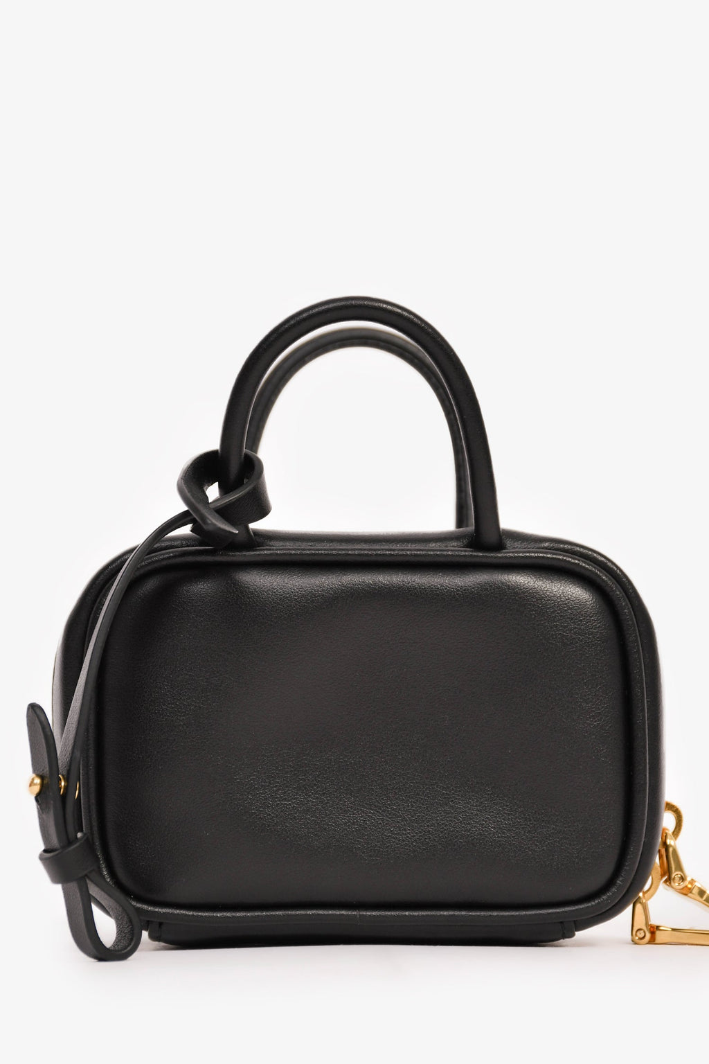 Miu Miu Black Leather Logo Mini Top Handle Keychain