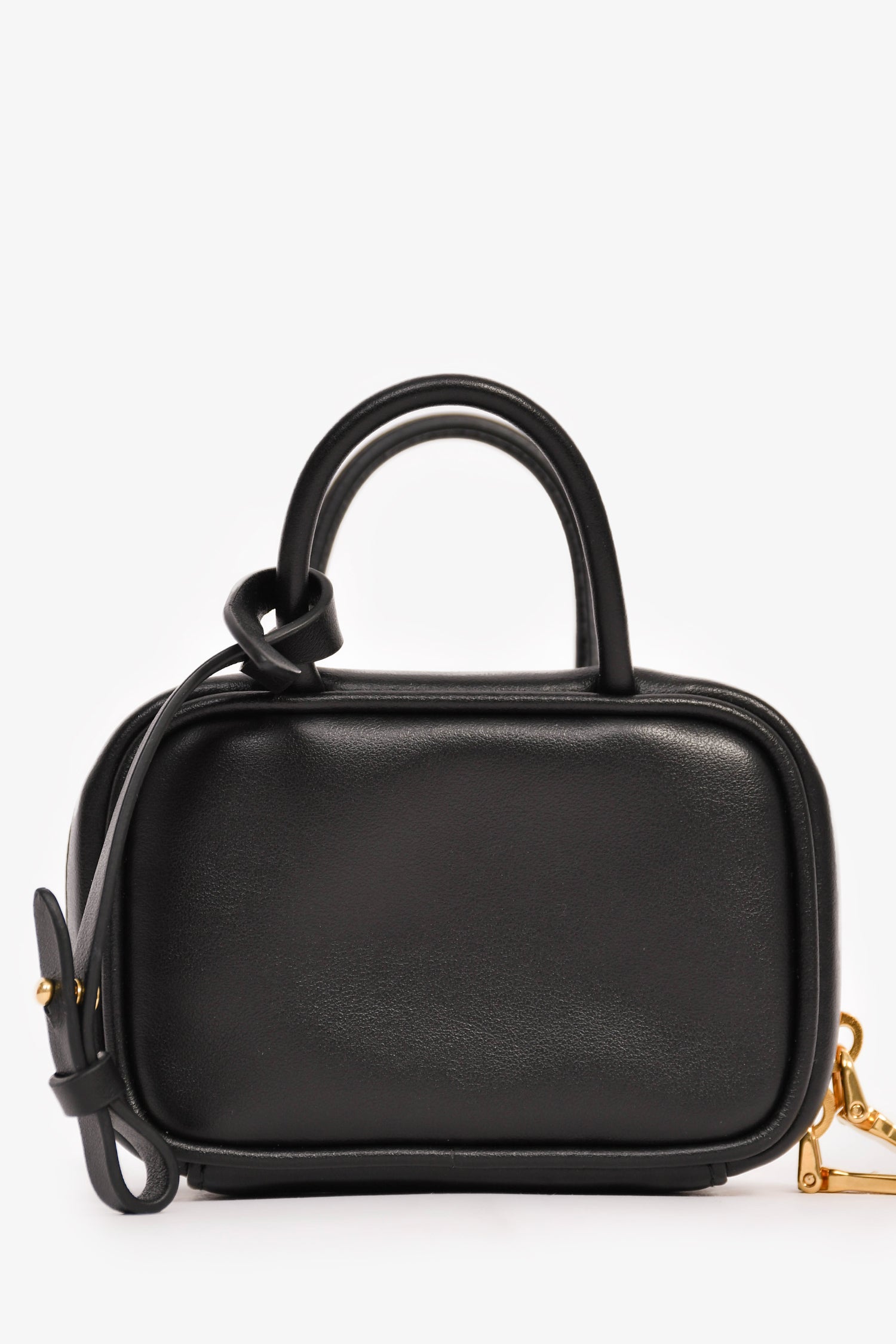 Miu Miu Black Leather Logo Mini Top Handle Keychain
