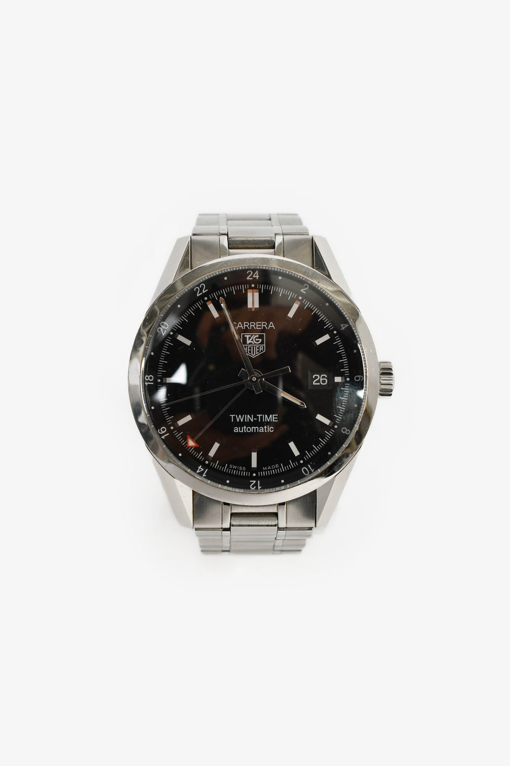 Tag Heuer Stainless Steel Carrera Twin-time Automatic 41mm Watch