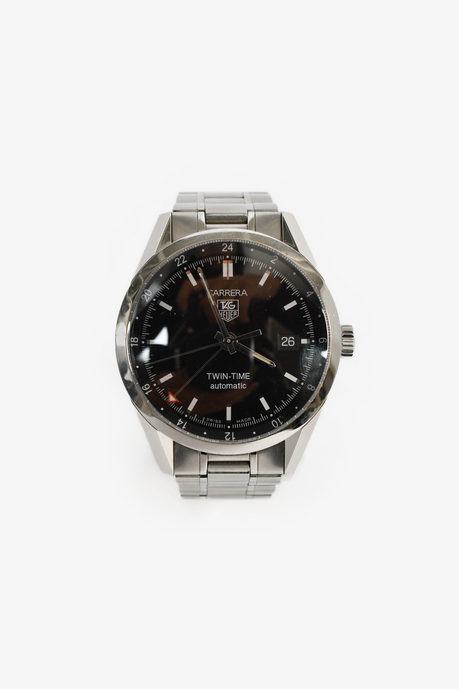 Tag Heuer Stainless Steel Carrera Twin-time Automatic 41mm Watch