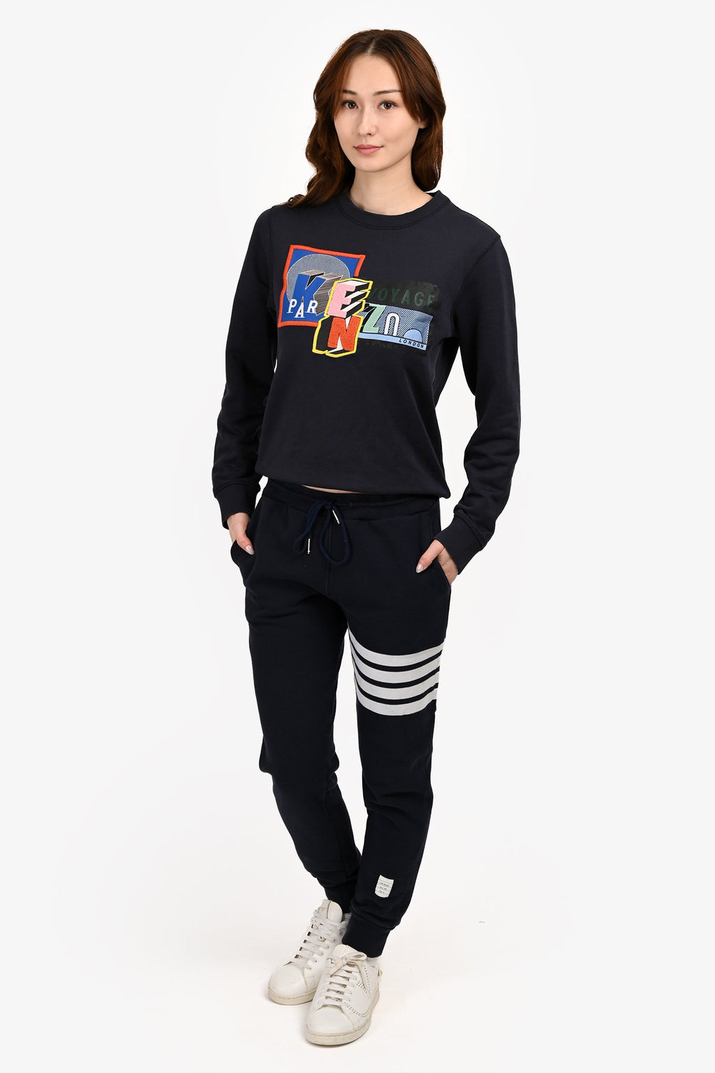 Thom Browne Navy 4 Stripes Joggers Size 42 Men