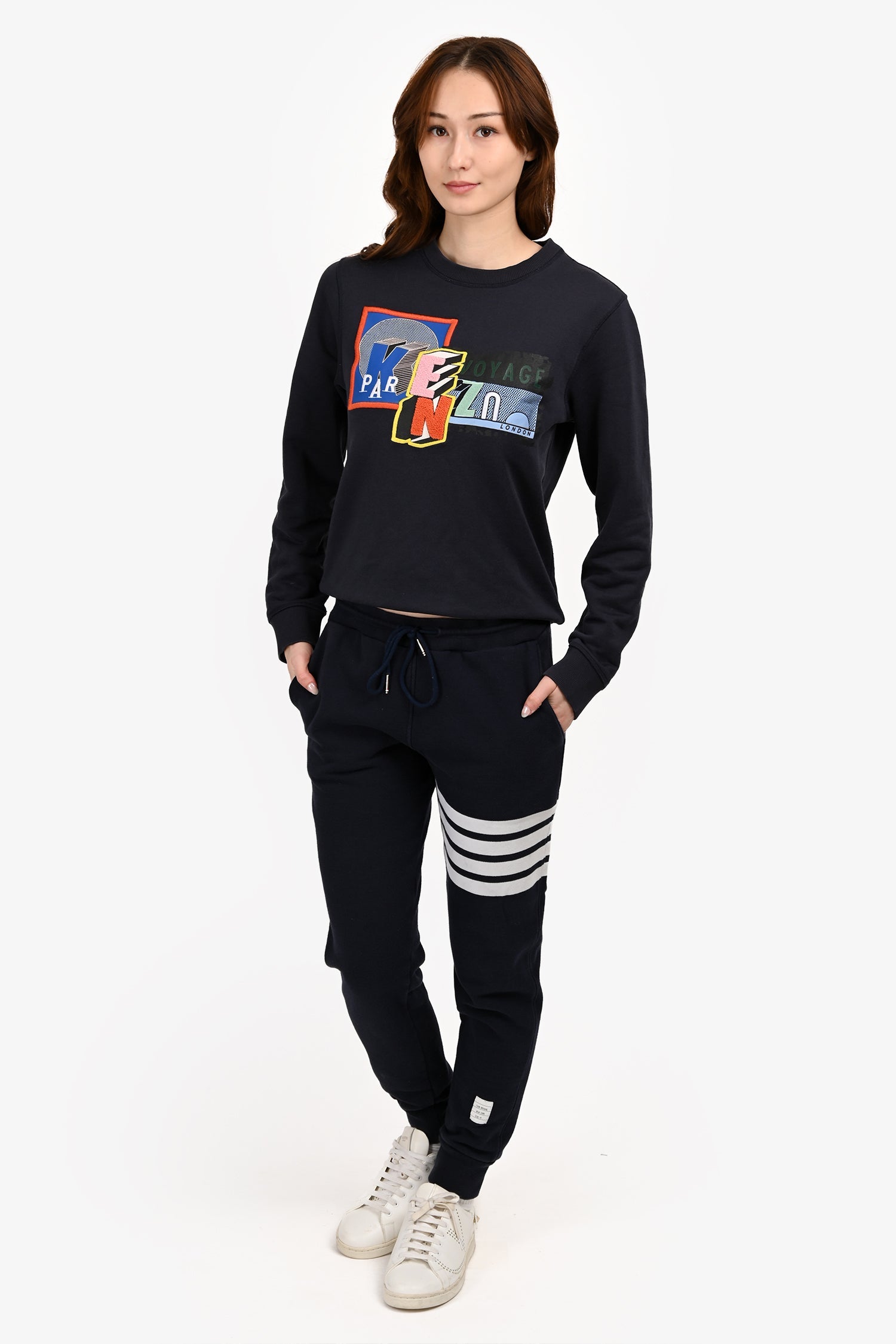 Thom Browne Navy 4 Stripes Joggers Size 42 Men