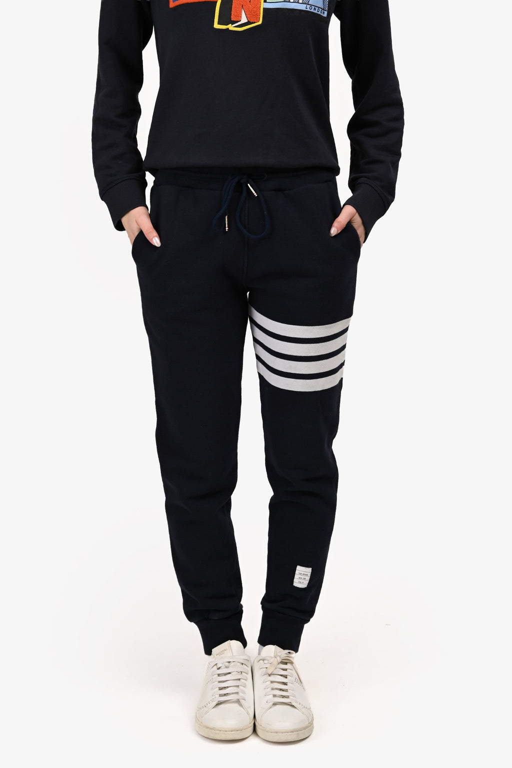 Thom Browne Navy 4 Stripes Joggers Size 42 Men