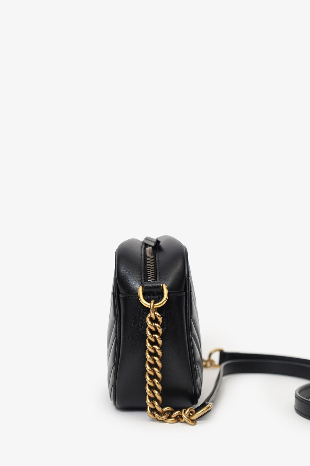 Gucci Black Leather Marmont Matelasse Camera Bag
