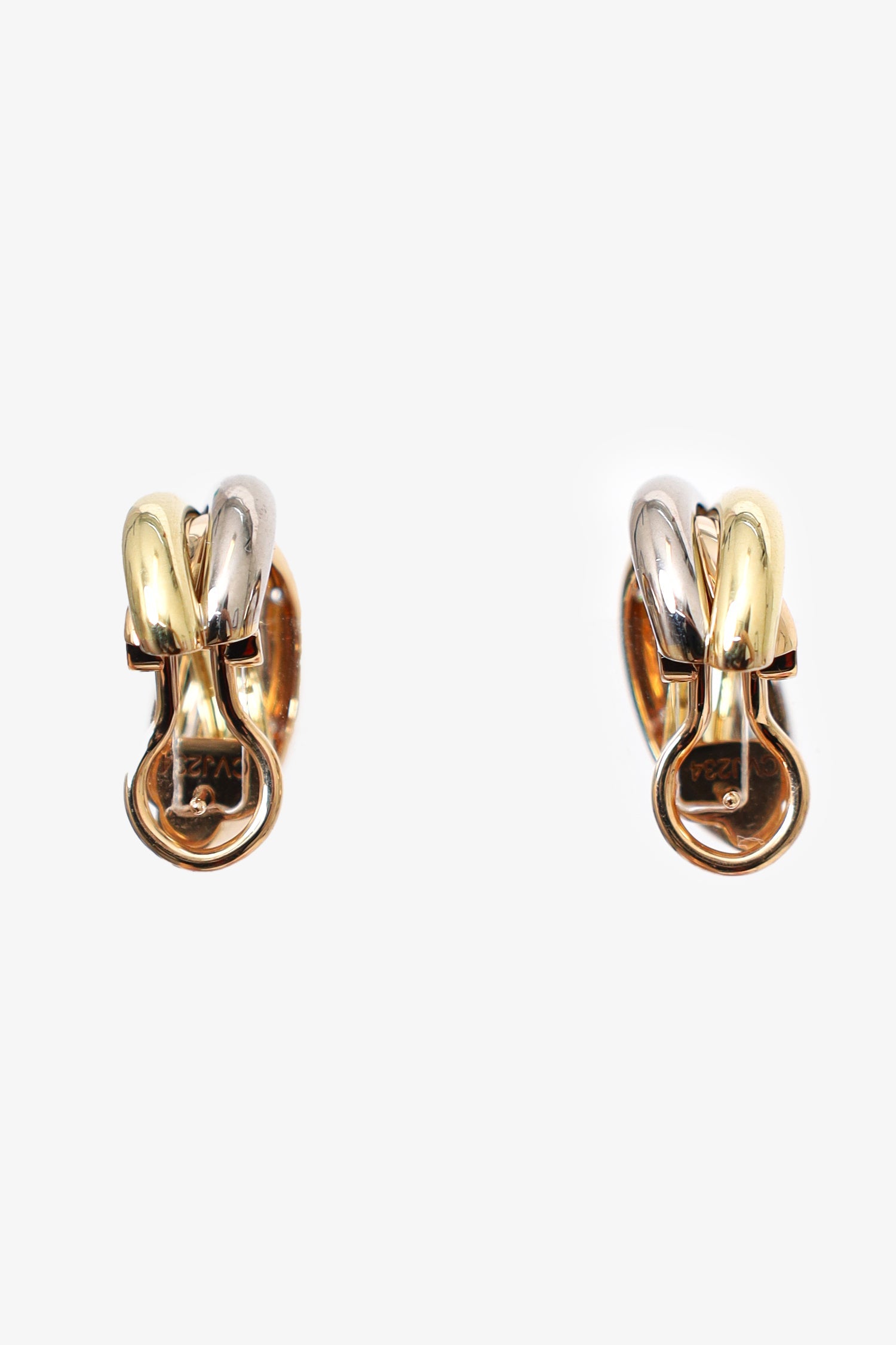 Cartier Tri-Colour 18K Gold Diamond Trinity Earrings