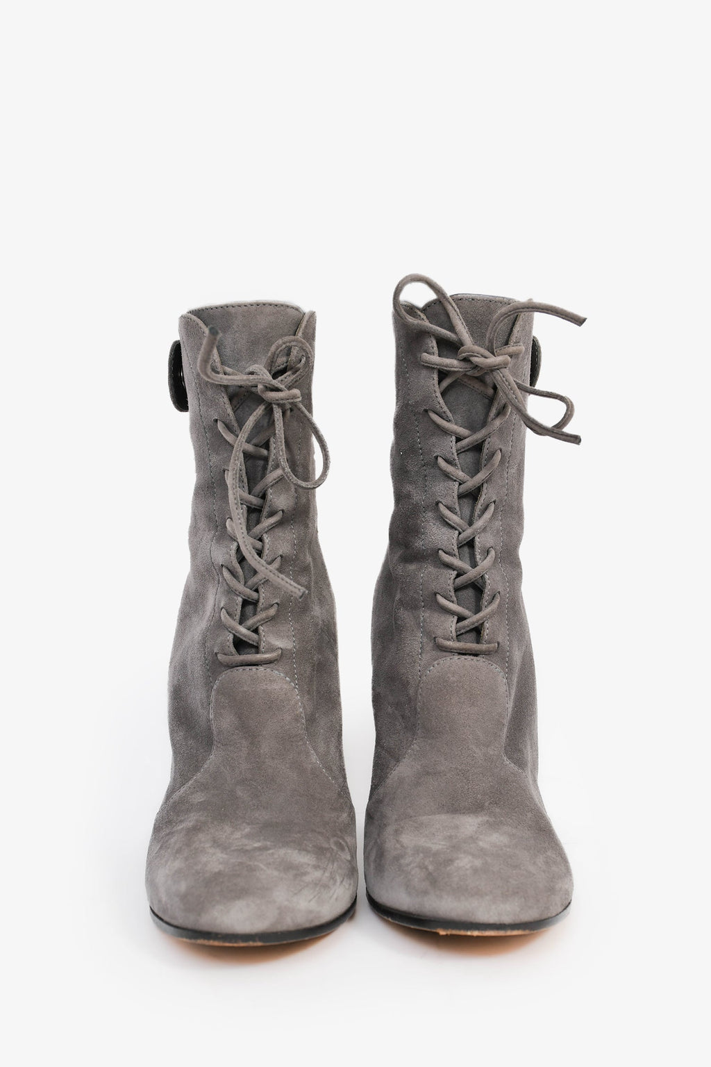 Gianvito Rossi Grey Suede Tie-Heeled Booties Size 40.5