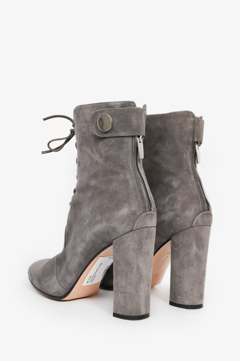 Gianvito Rossi Grey Suede Tie-Heeled Booties Size 40.5