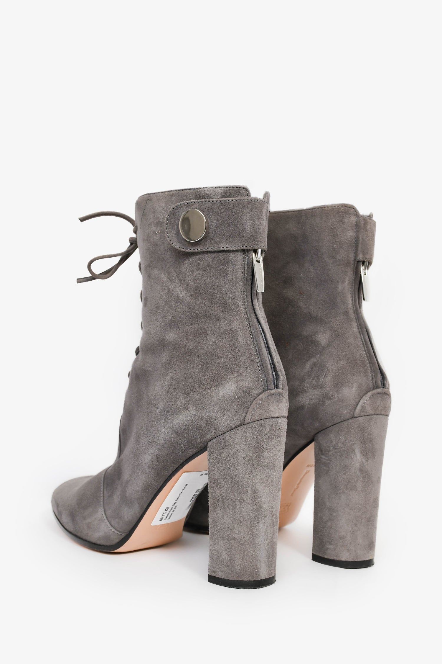 Gianvito Rossi Grey Suede Tie-Heeled Booties Size 40.5