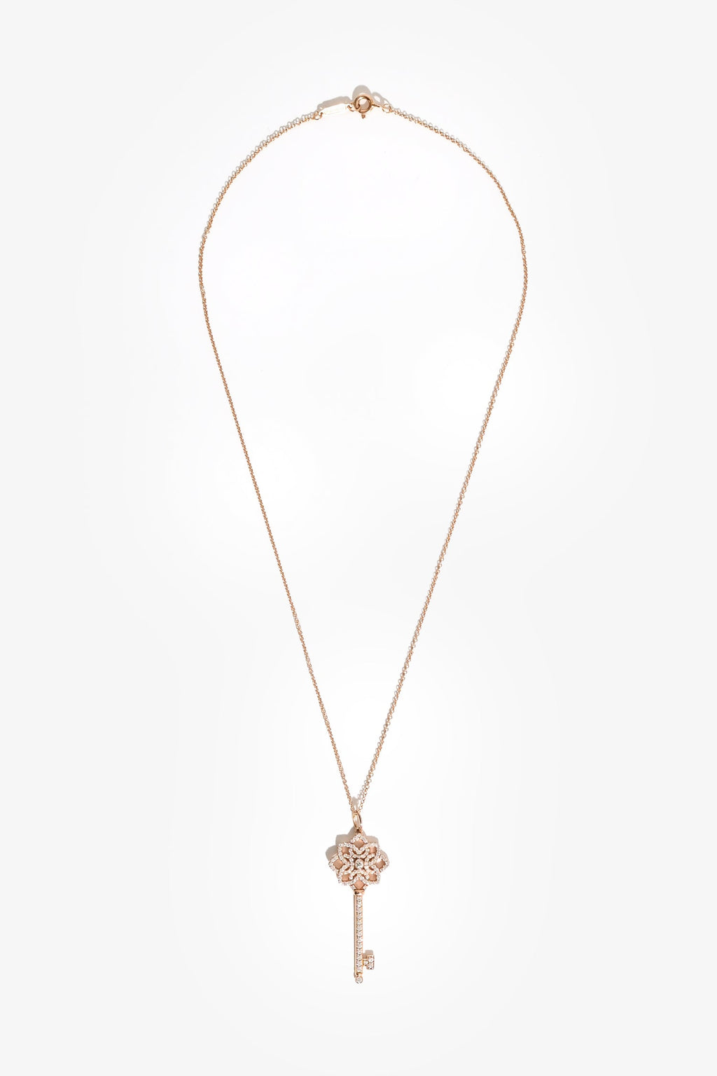 Tiffany & Co. 18K Rose Gold .34cwt Victoria Key Pendant Necklace