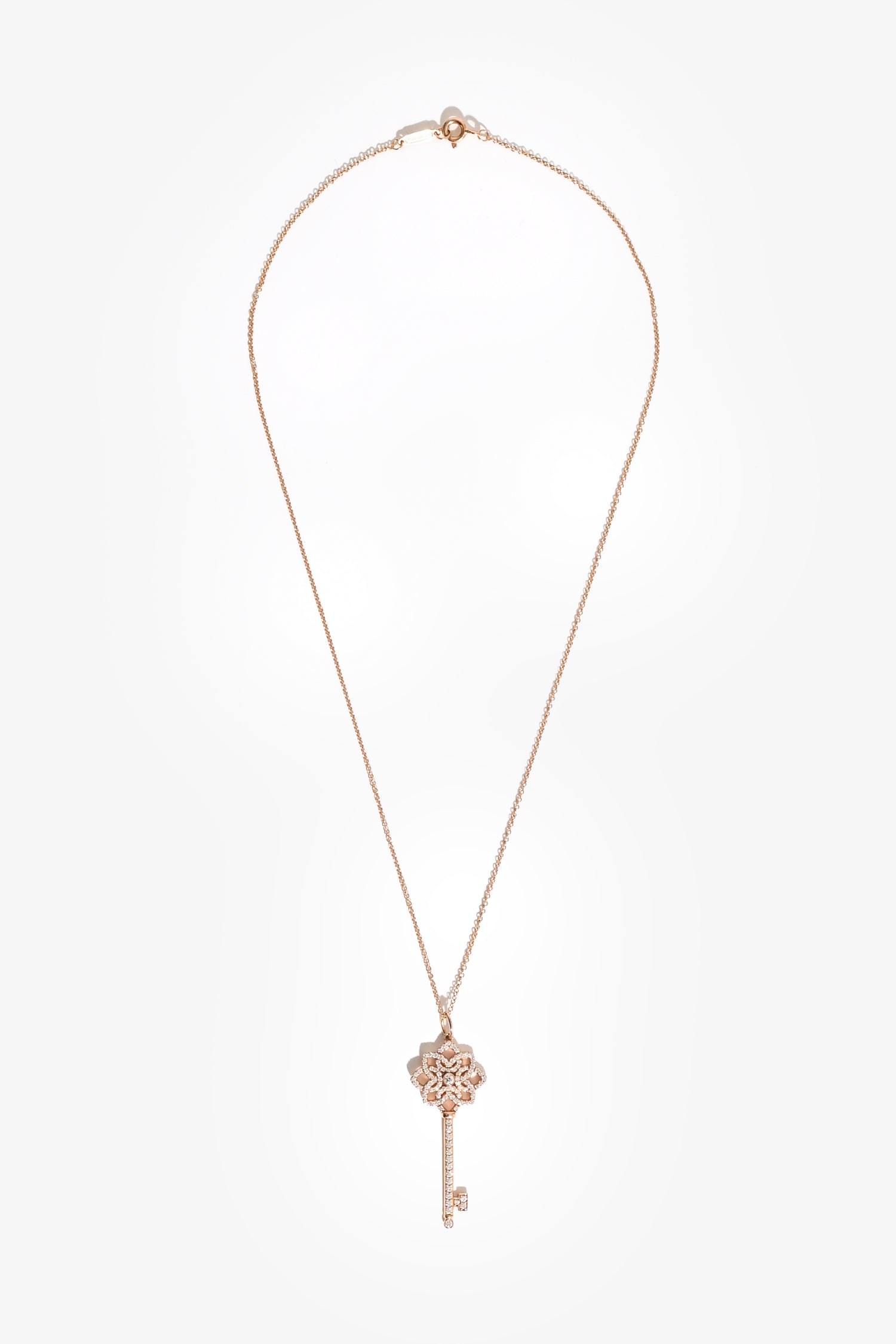 Tiffany & Co. 18K Rose Gold .34cwt Victoria Key Pendant Necklace