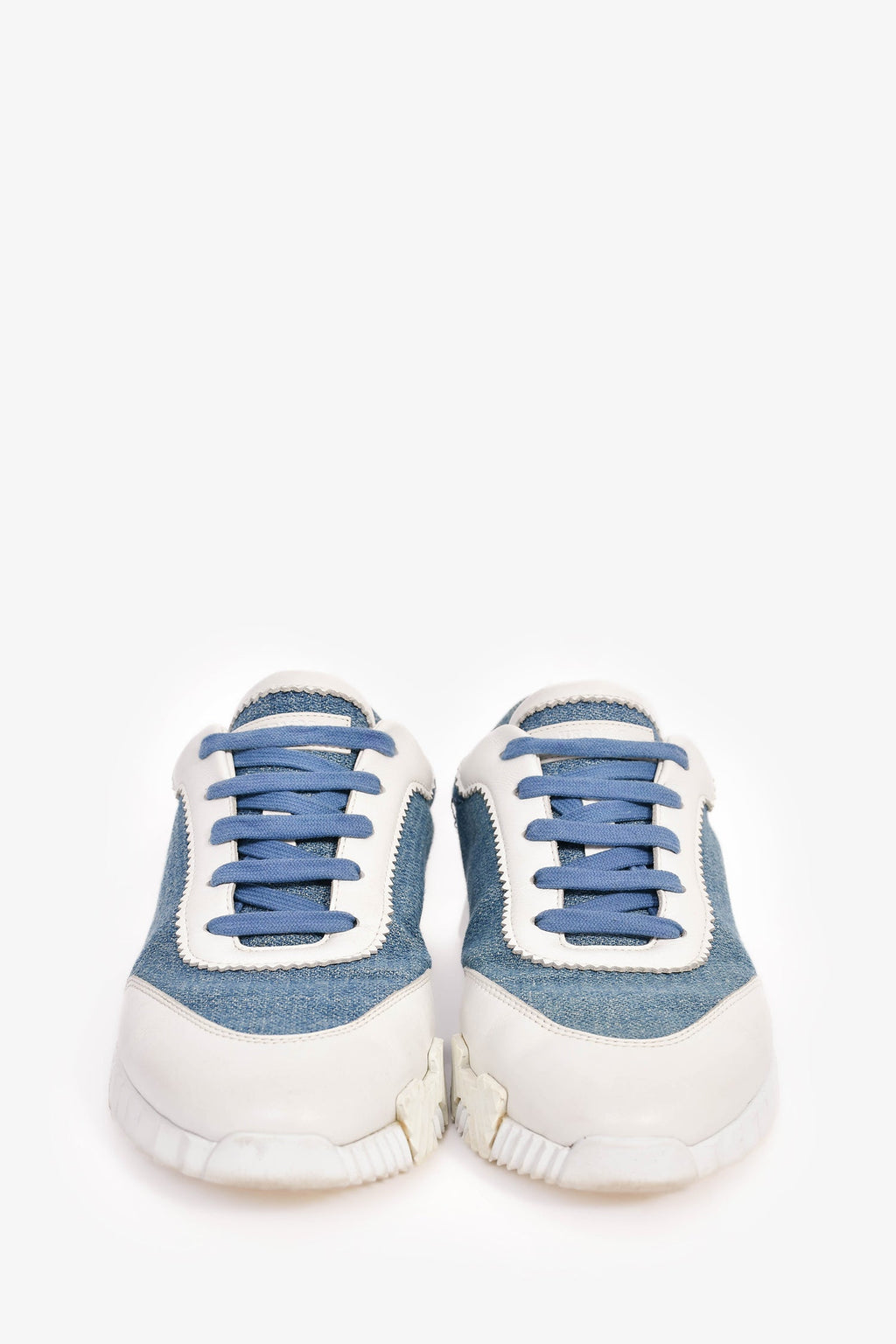Hermès Blue/White Denim/Leather H 'Bouncing' Sneakers Size 40.5