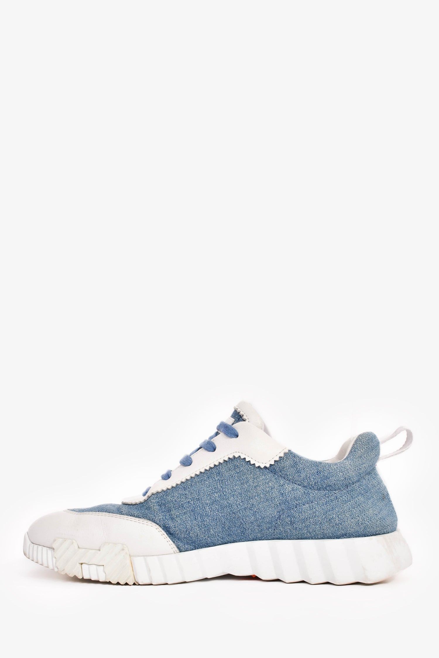 Hermès Blue/White Denim/Leather H 'Bouncing' Sneakers Size 40.5