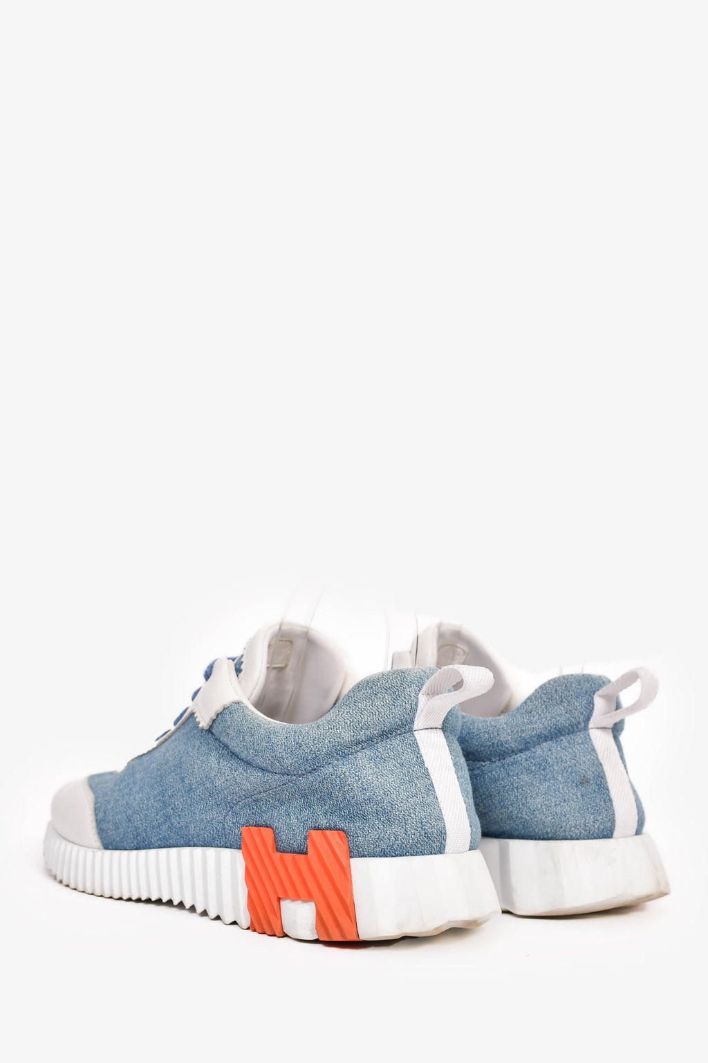 Hermès Blue/White Denim/Leather H 'Bouncing' Sneakers Size 40.5
