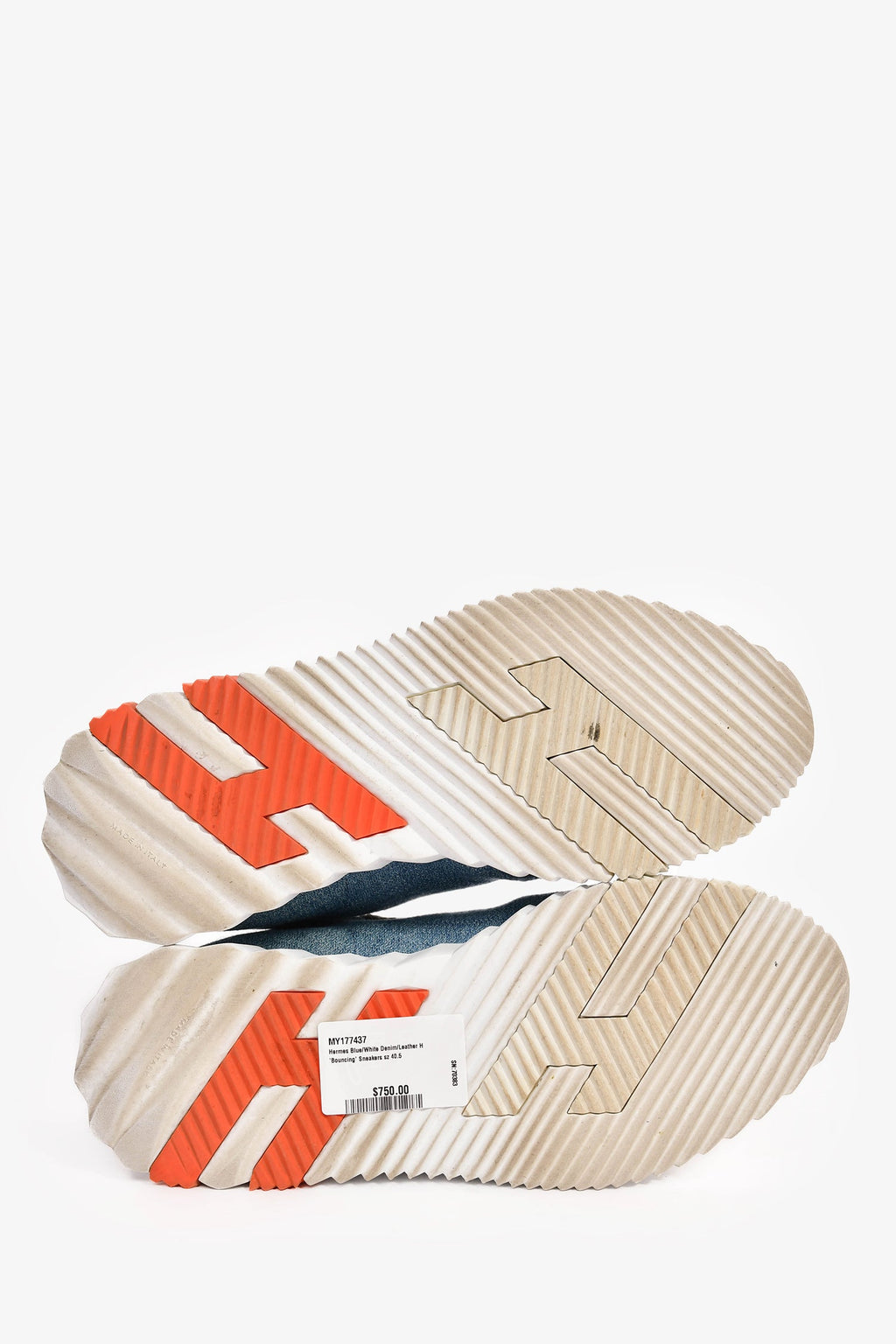 Hermès Blue/White Denim/Leather H 'Bouncing' Sneakers Size 40.5