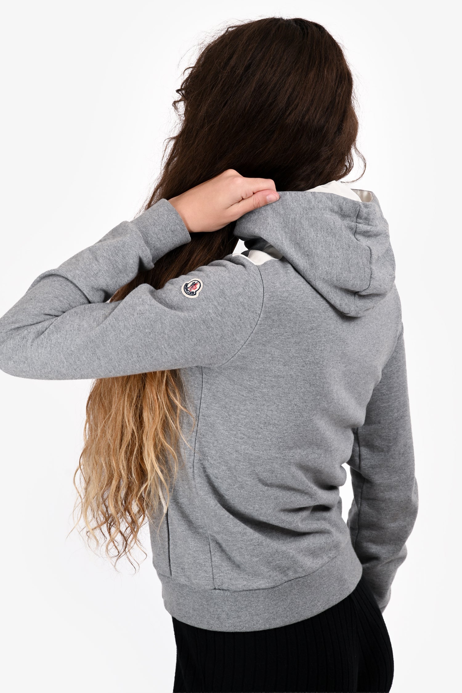 Moncler Grey Logo Zip Up Hoodie Size XS