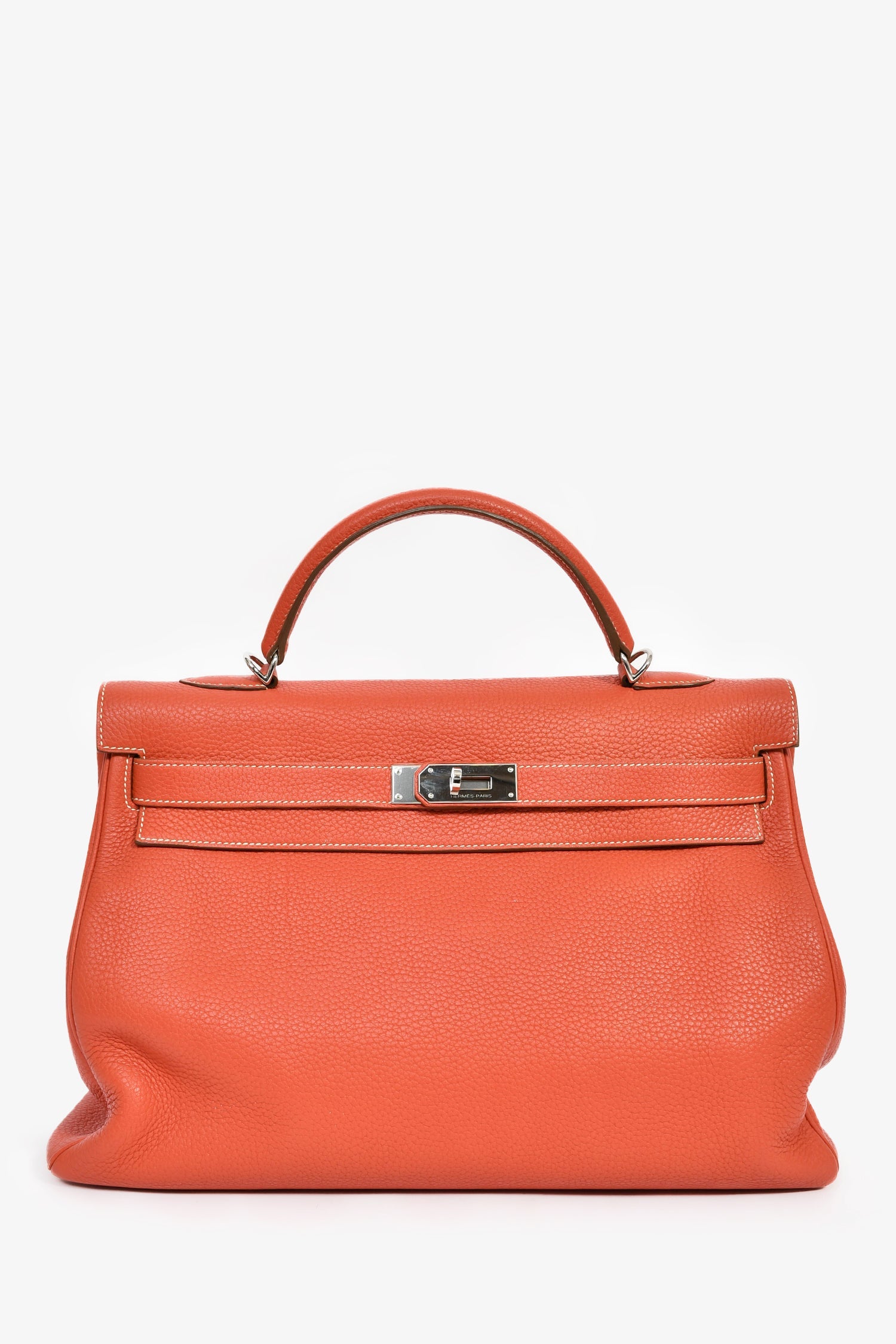 Hermès Coral Clemence Leather Kelly 40 with Strap