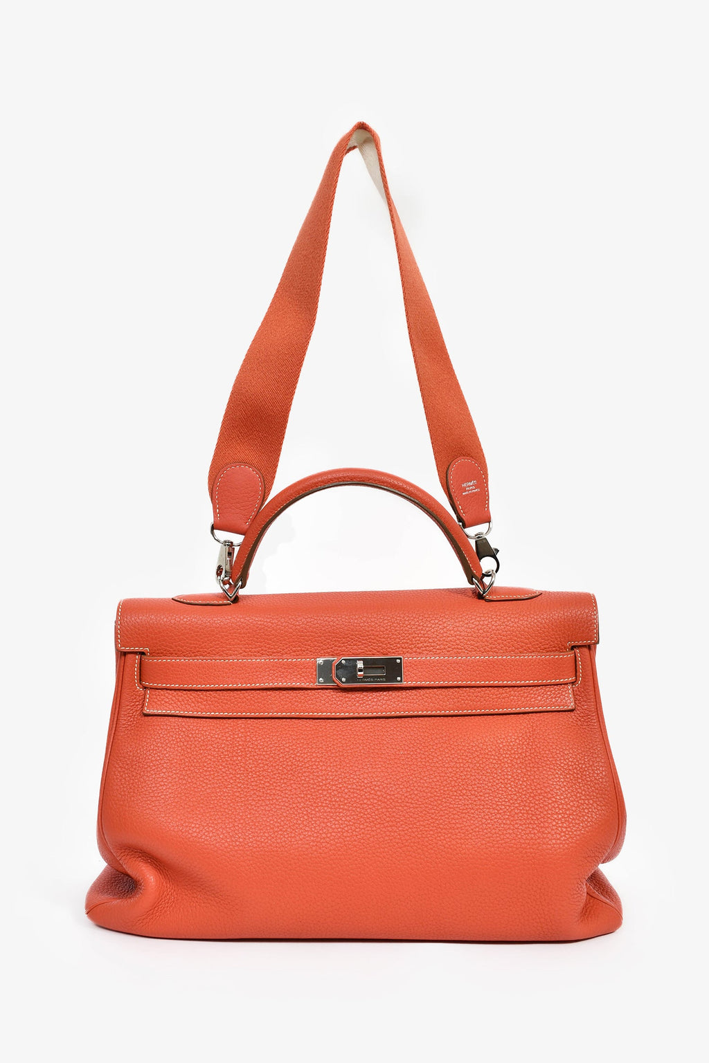 Hermès Coral Clemence Leather Kelly 40 with Strap