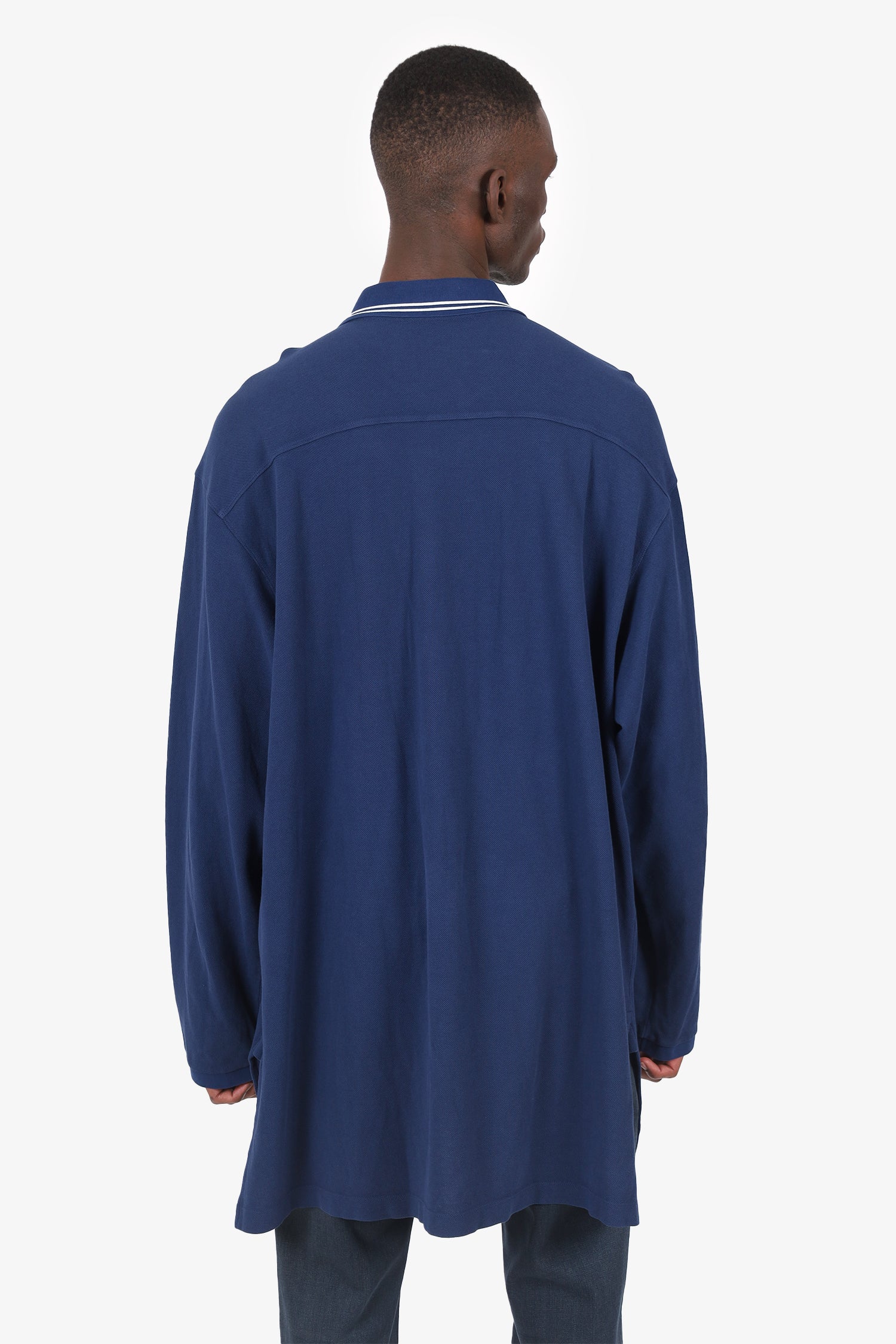 Gucci Navy Interlocking GG Button Polo Shirt Size XL Mens