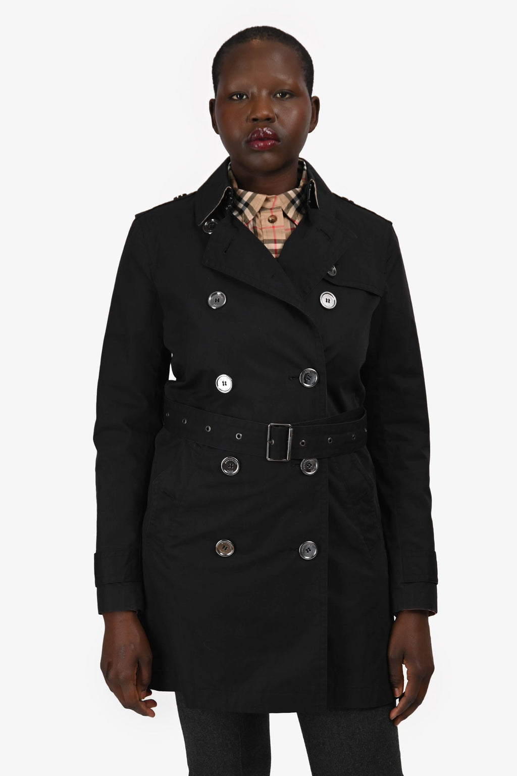 Burberry Brit Black Belted Trench Size 8