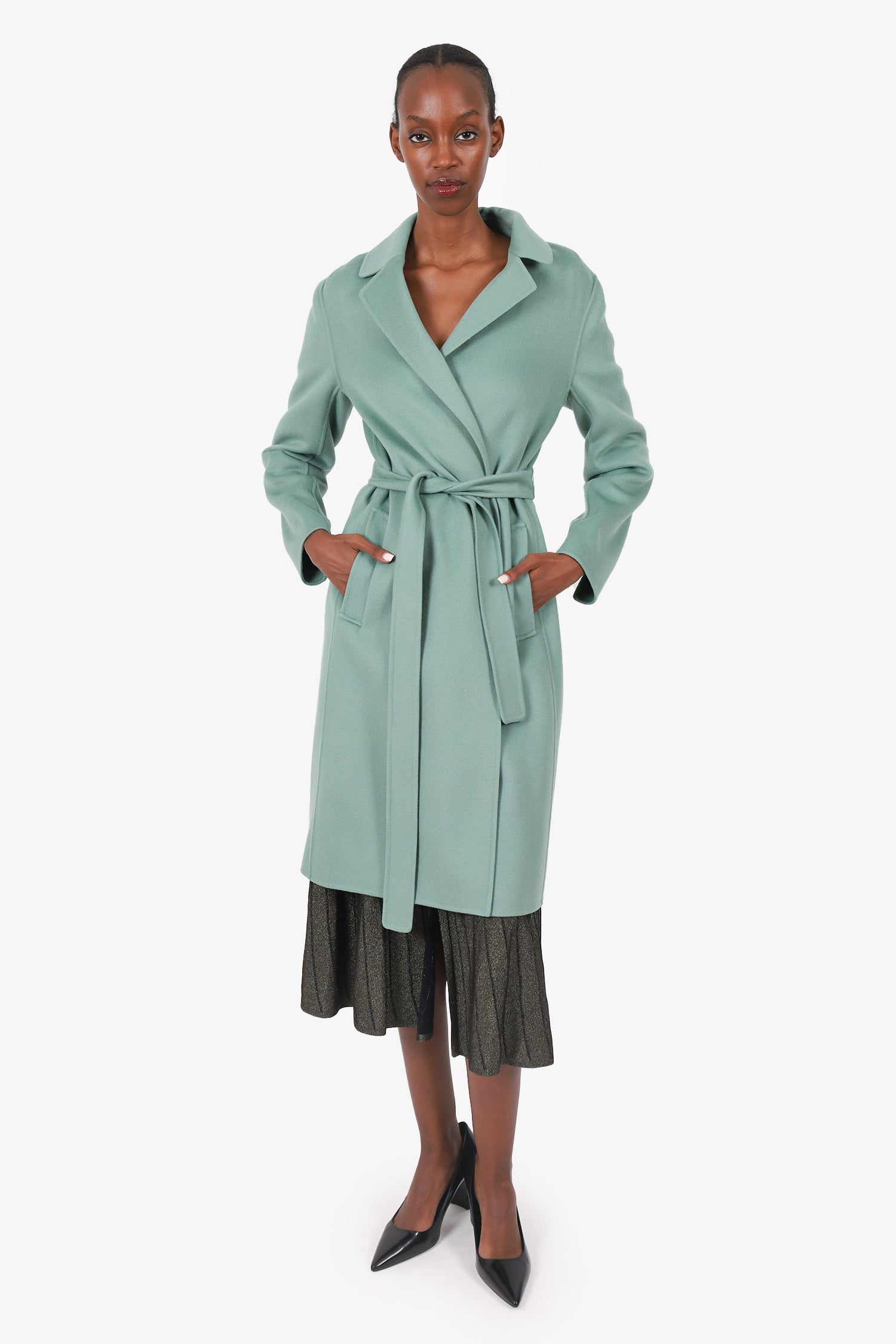 ‘S Max Mara Green Wool Coat Size 8