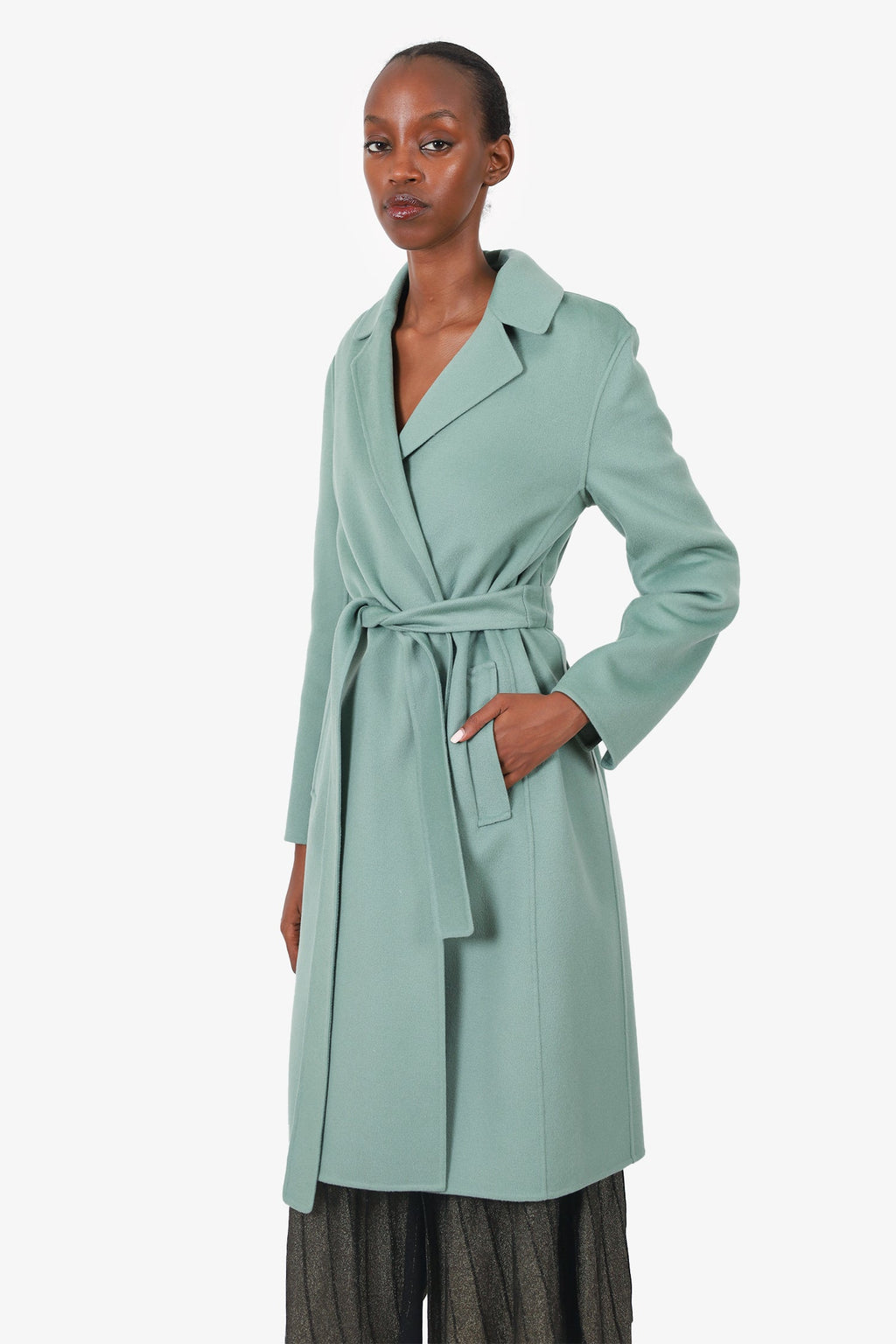 ‘S Max Mara Green Wool Coat Size 8
