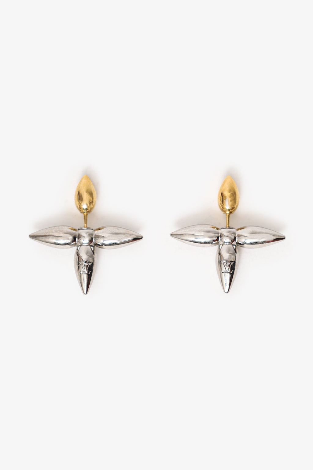 Louis Vuitton Gold/Silver Tone 'Louisette' Earrings