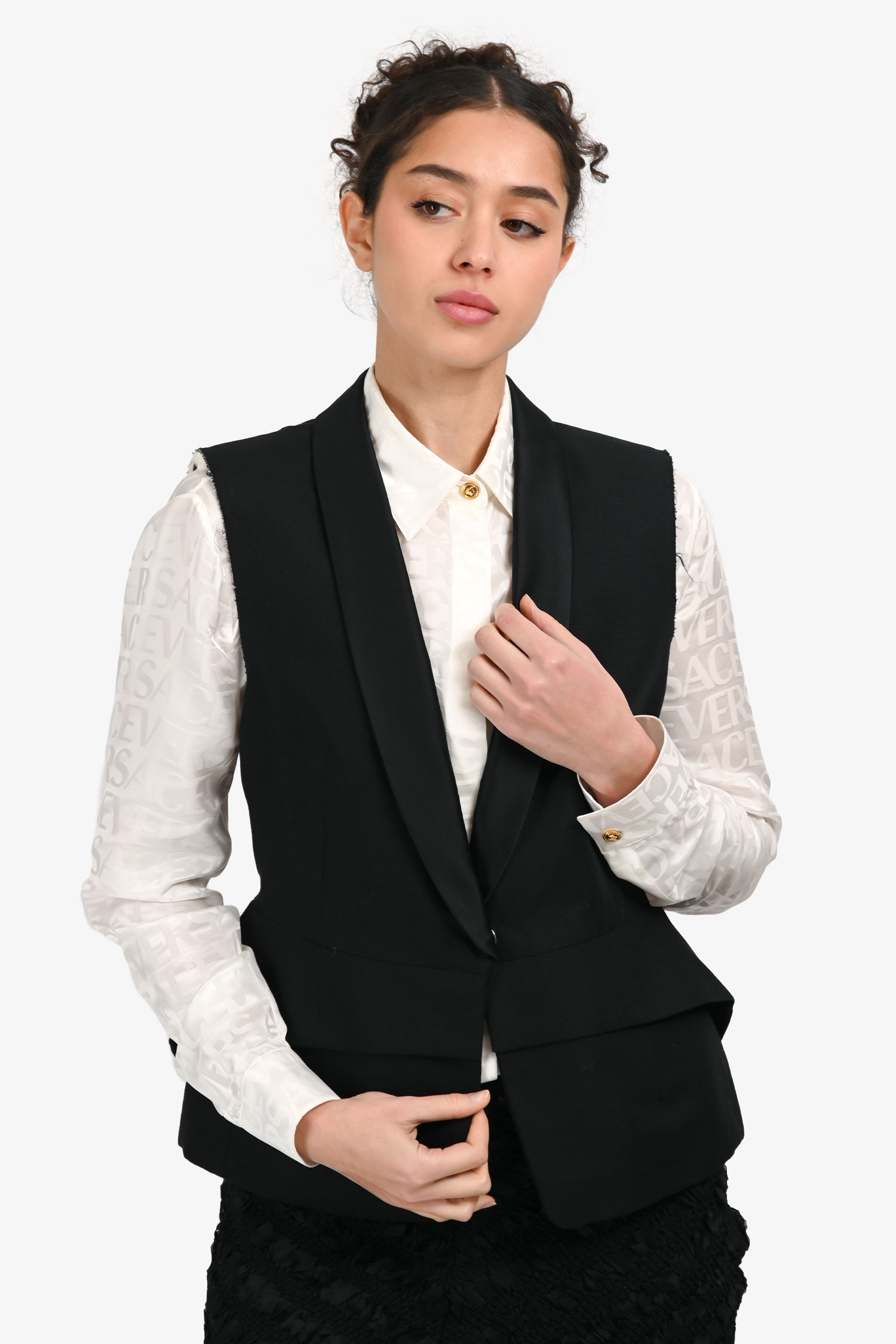 Dries Van Noten Black Linen/Cotton Vest Size 40