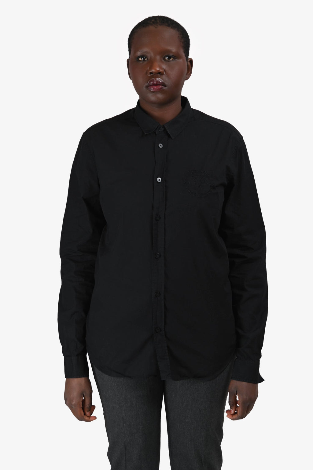 Versace Jeans Black Cotton Button Down Shirt Size M