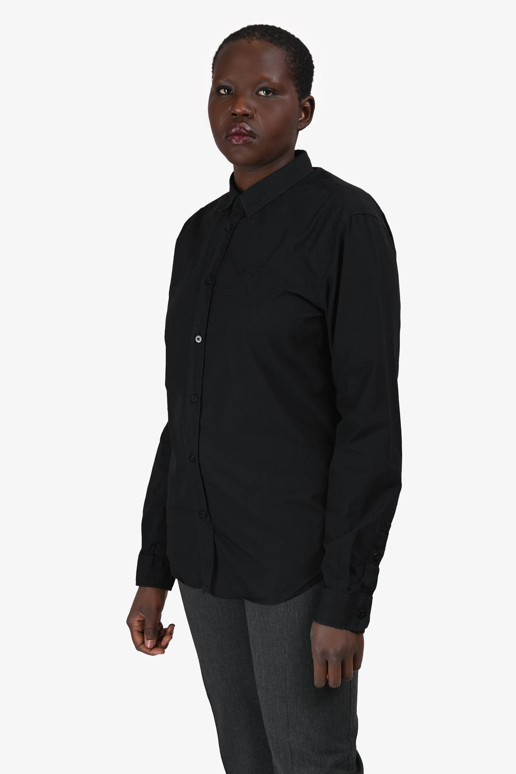 Versace Jeans Black Cotton Button Down Shirt Size M