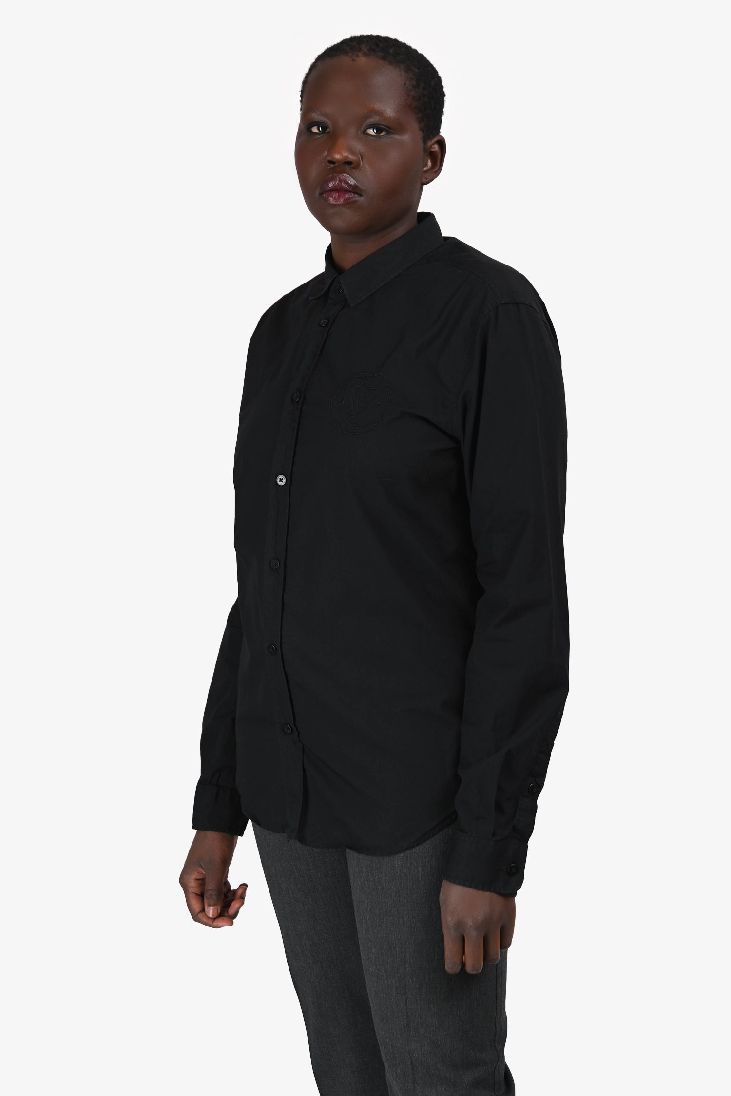 Versace Jeans Black Cotton Button Down Shirt Size M