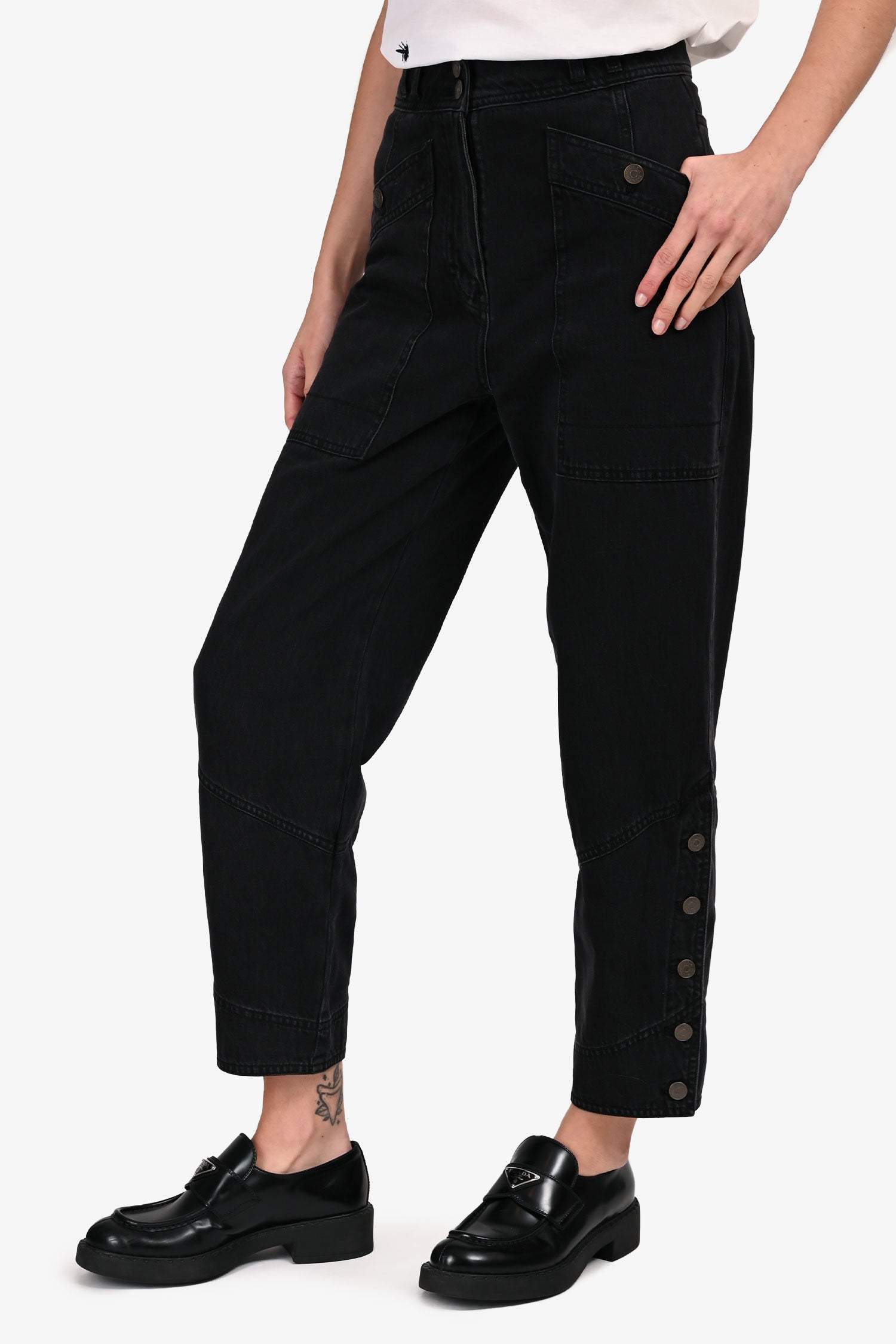 Ulla Johnson Black Buttoned Cuff Jeans Size 0
