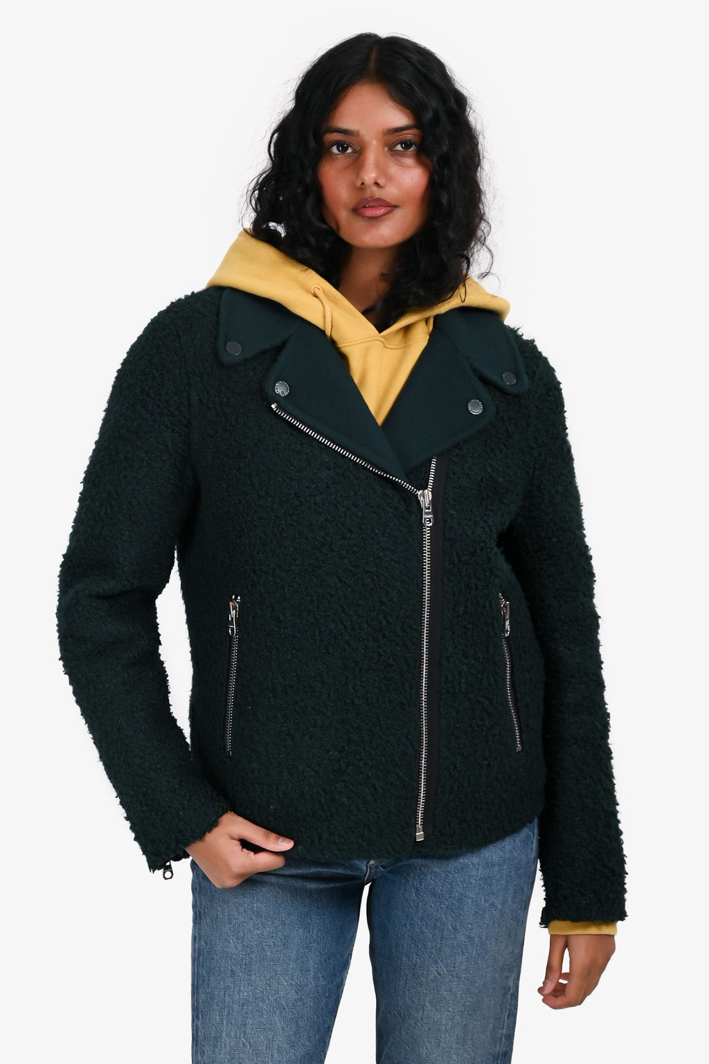 Sandro Dark Green Teddy Jacket Size 2